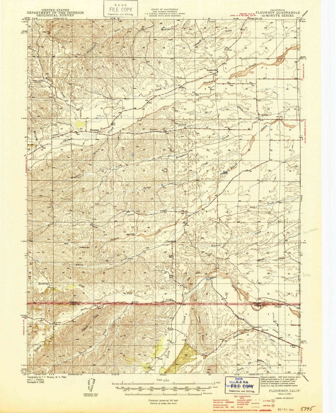 1944 Flournoy, CA - California - USGS Topographic Map