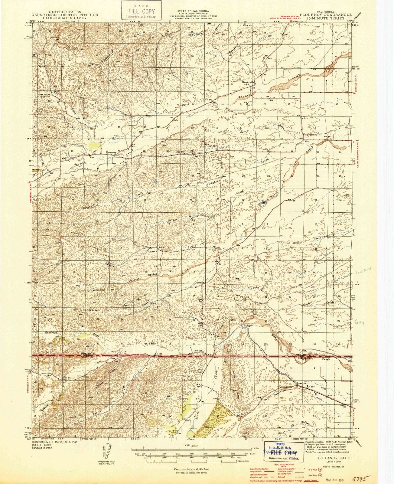 1944 Flournoy, CA - California - USGS Topographic Map