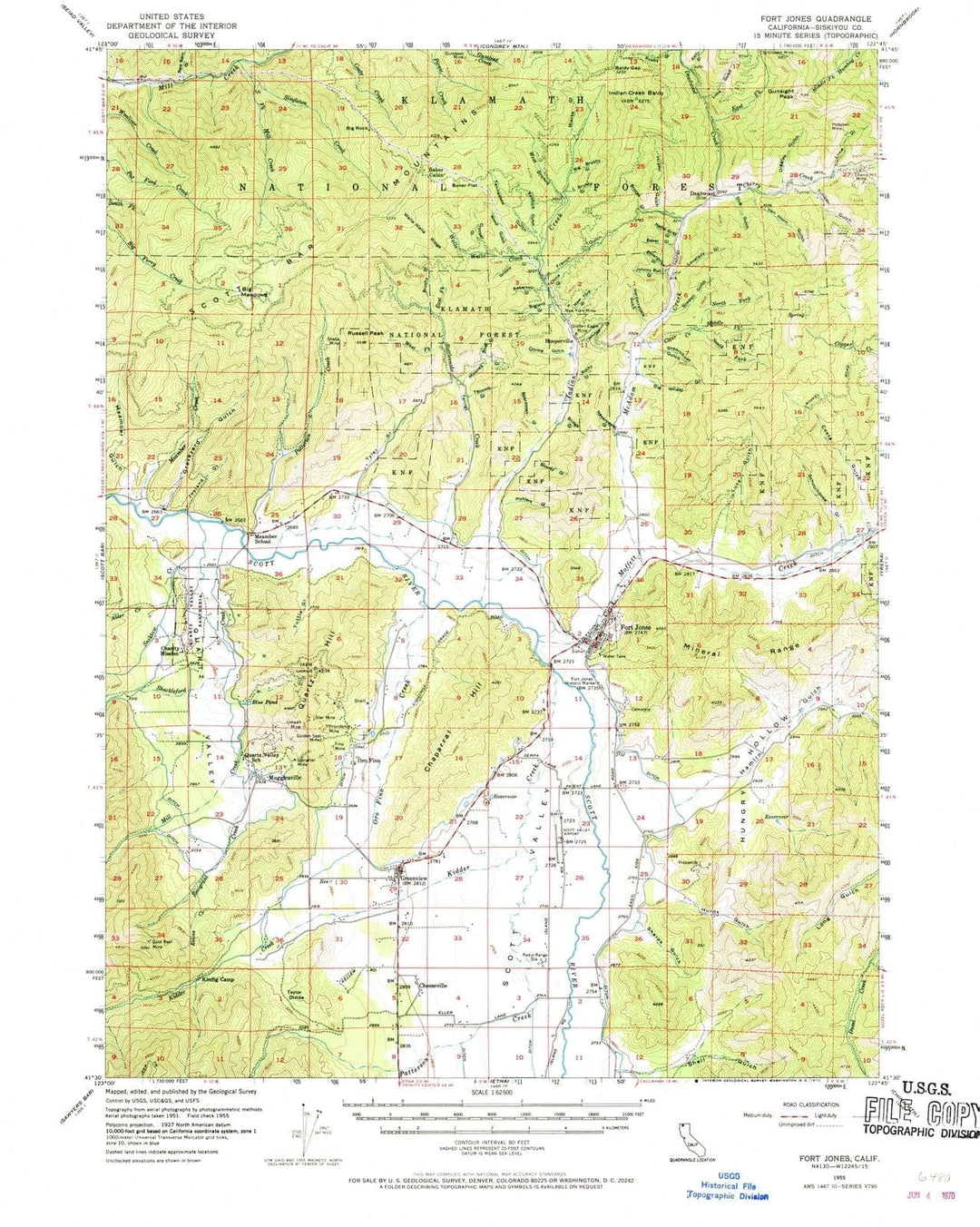 1955 Fort Jones, CA - California - USGS Topographic Map