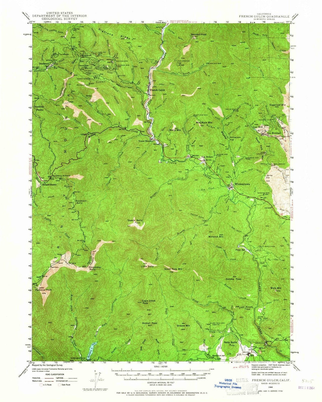 1944 French Gulch, CA - California - USGS Topographic Map