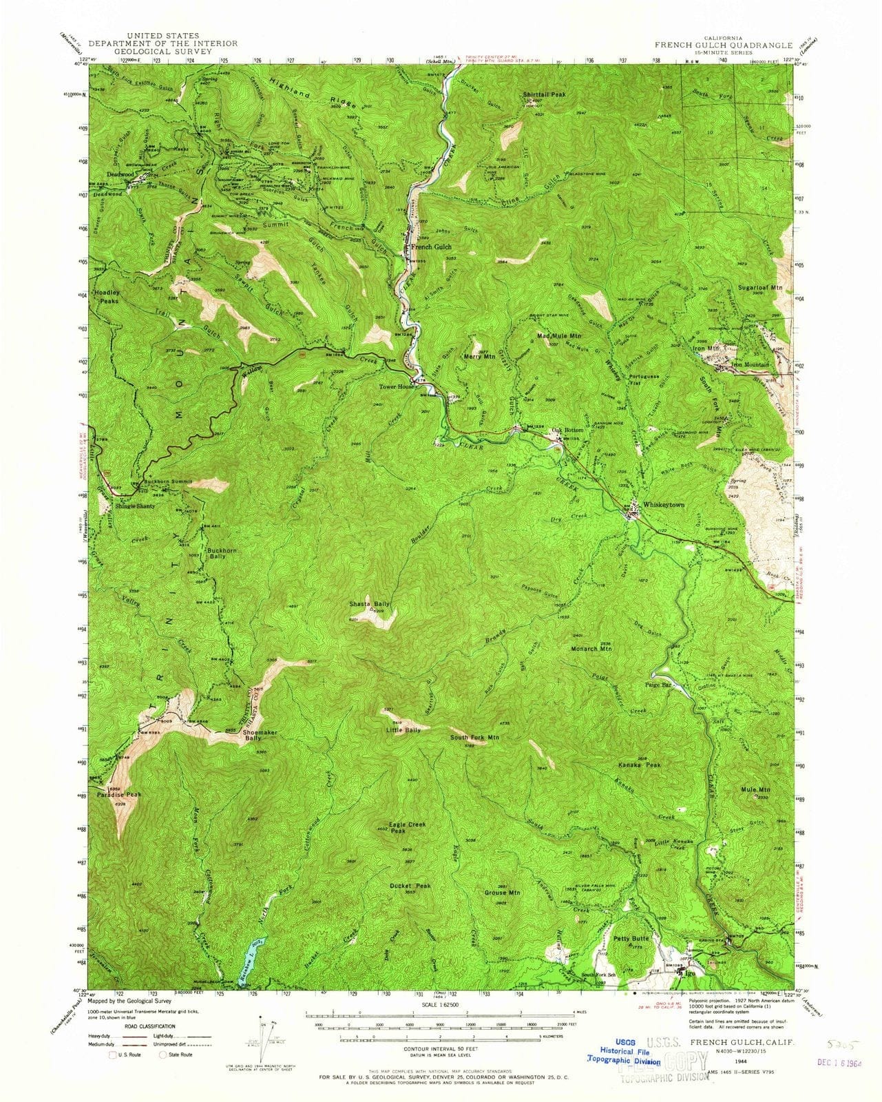 1944 French Gulch, CA - California - USGS Topographic Map
