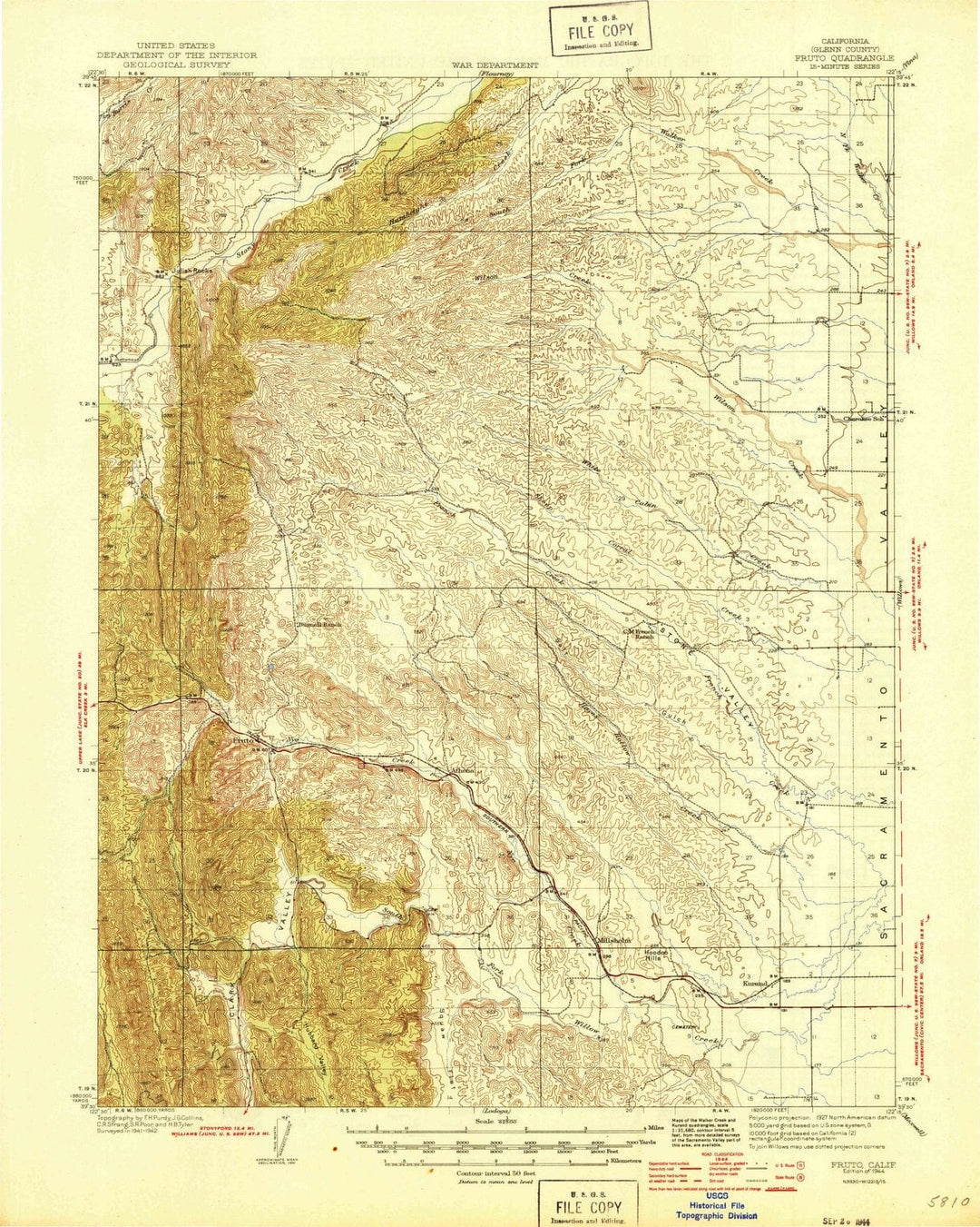 1944 Fruto, CA - California - USGS Topographic Map