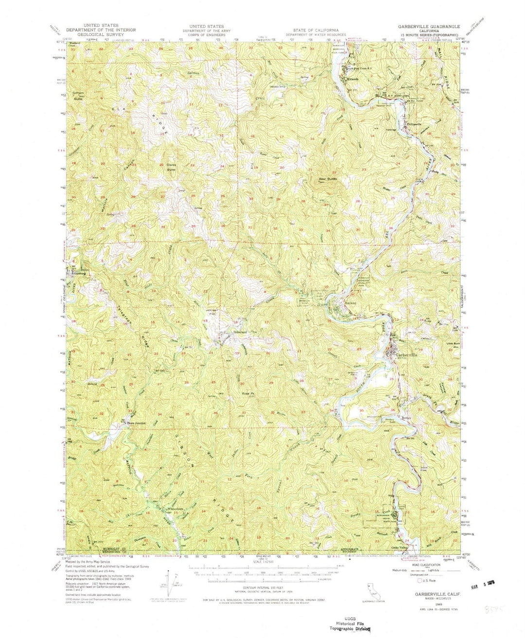 1949 Garberville, CA - California - USGS Topographic Map
