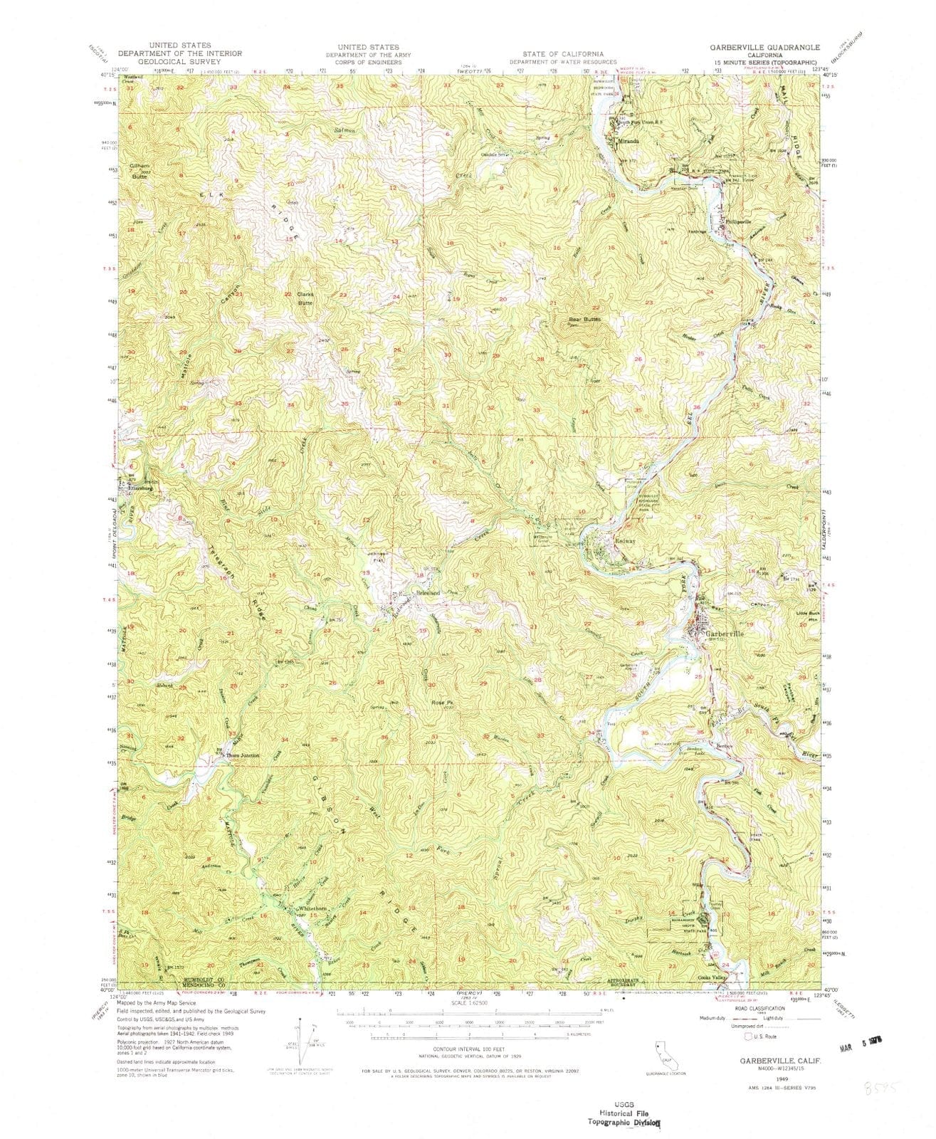 1949 Garberville, CA - California - USGS Topographic Map