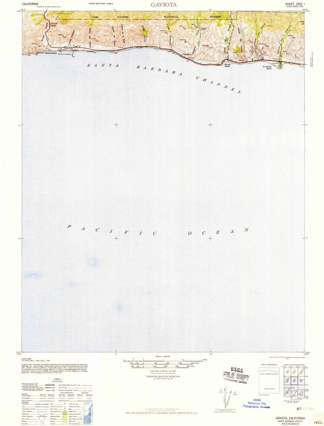 1947 Gaviota, CA - California - USGS Topographic Map