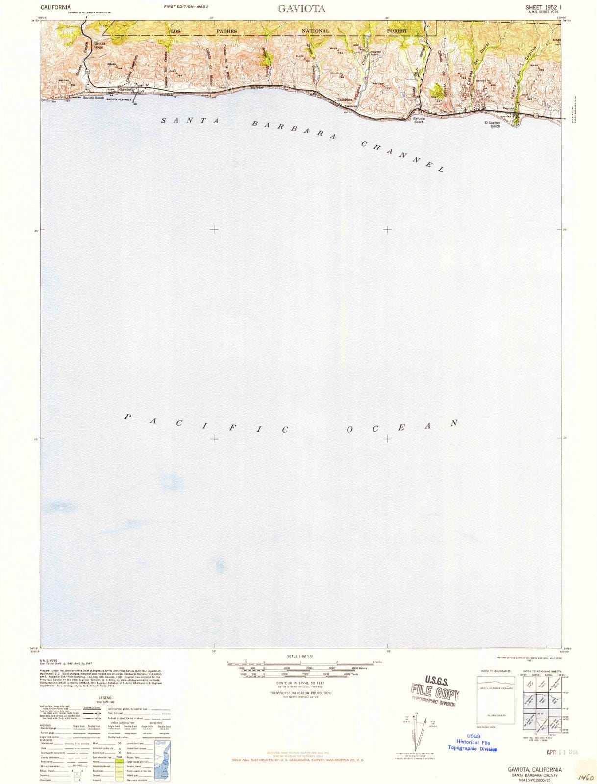 1947 Gaviota, CA - California - USGS Topographic Map