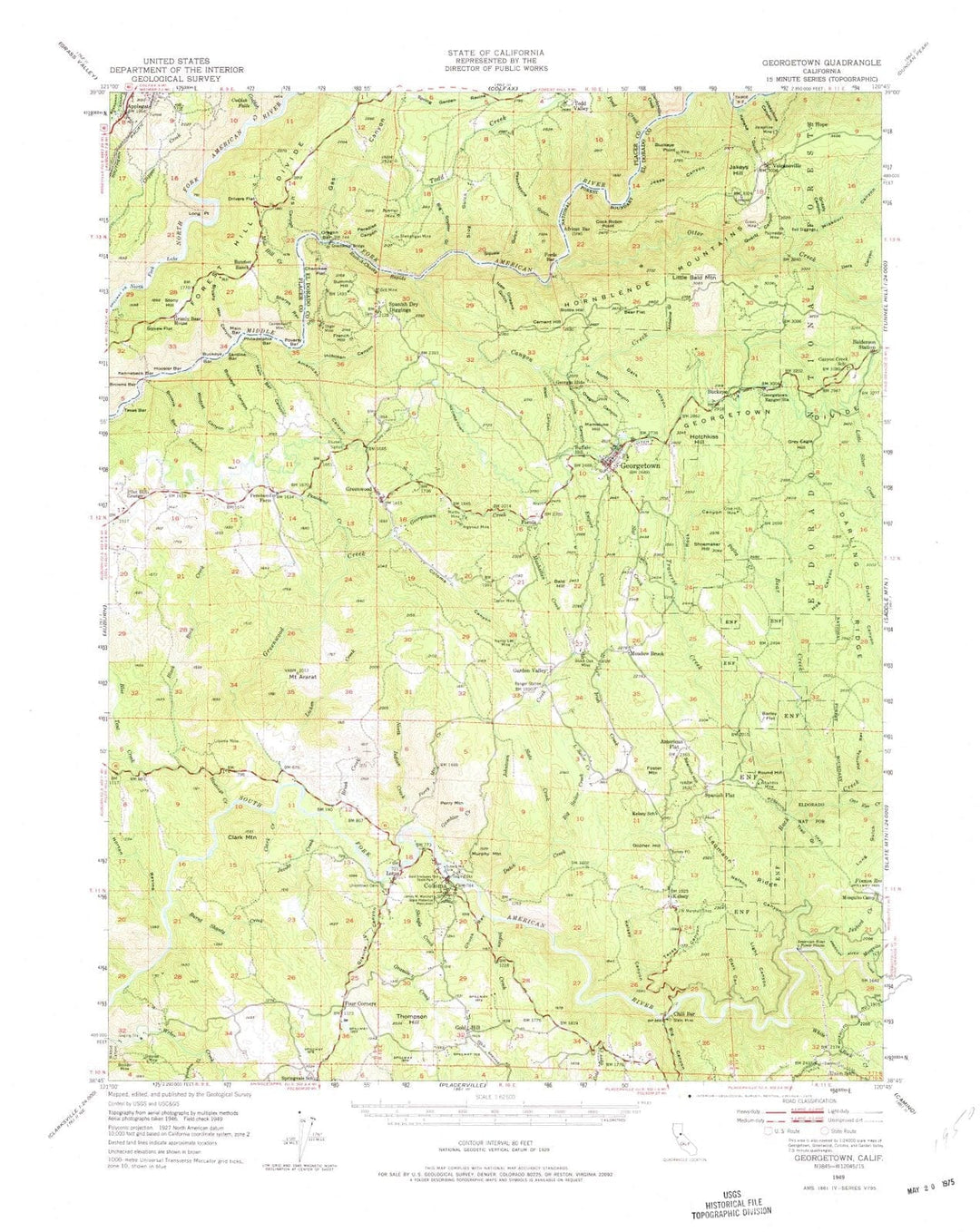 1949 Georgetown, CA - California - USGS Topographic Map