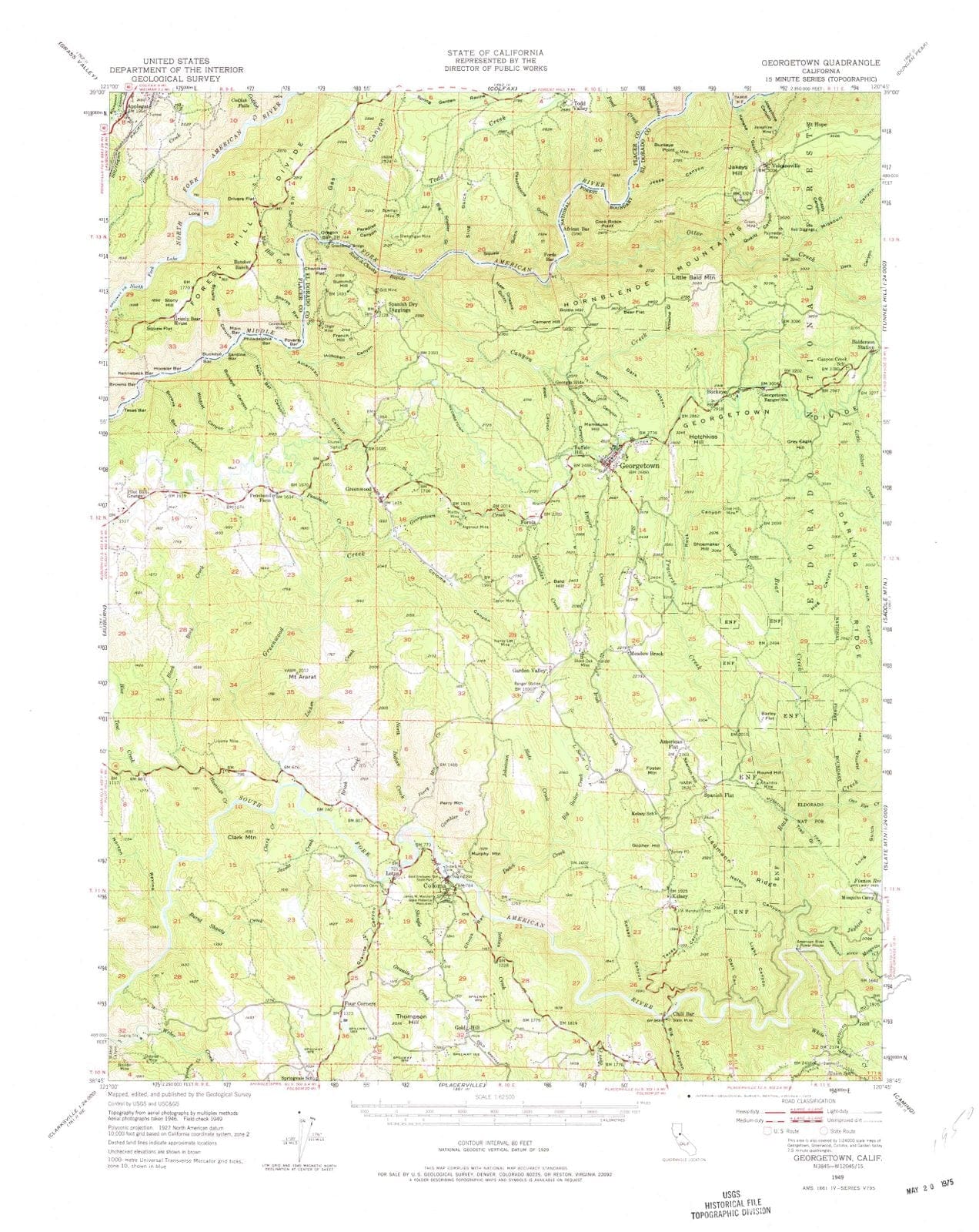 1949 Georgetown, CA - California - USGS Topographic Map