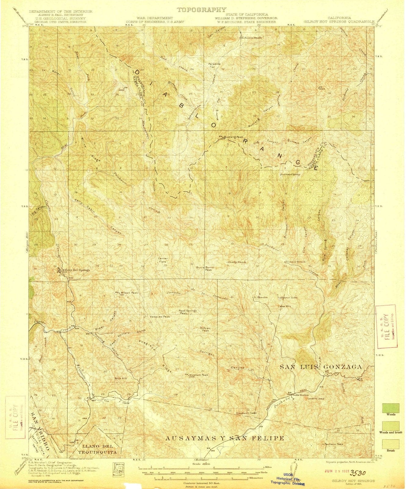 1921 Gilroy Hot Springs, CA - California - USGS Topographic Map