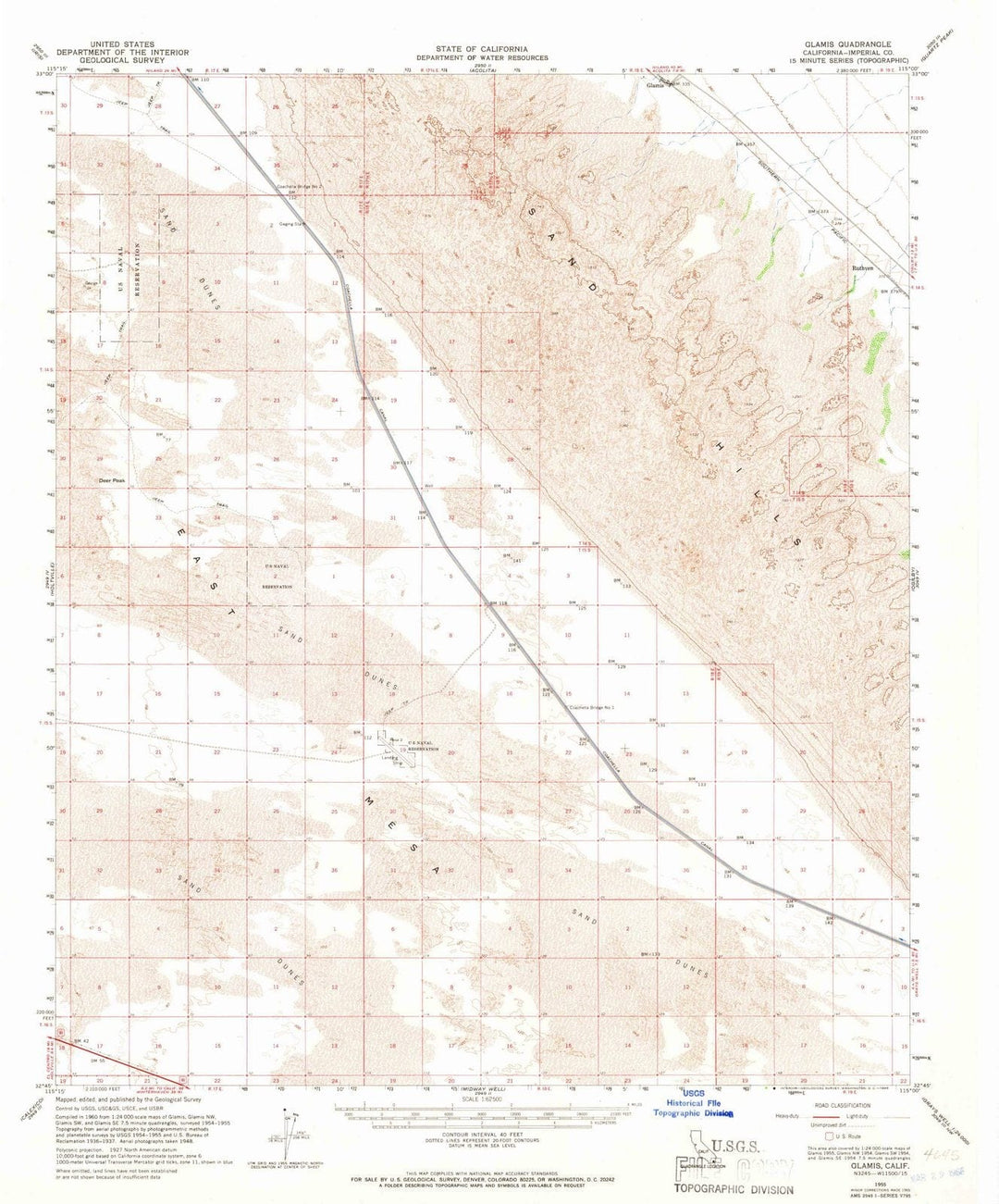 1955 Glamis, CA - California - USGS Topographic Map