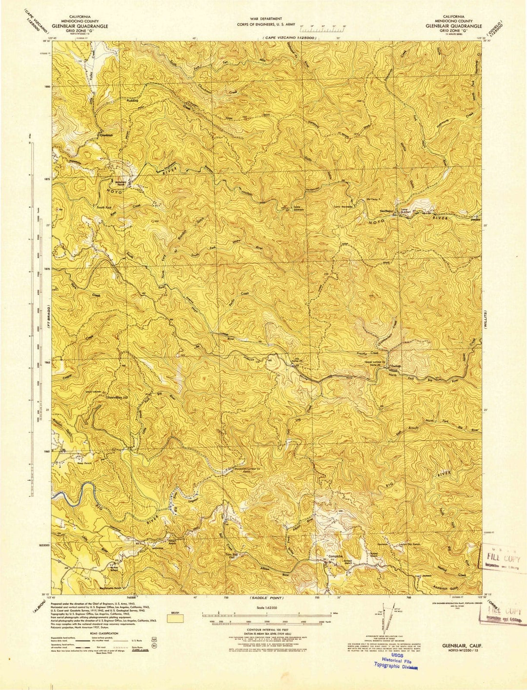 1943 Glenblair, CA - California - USGS Topographic Map