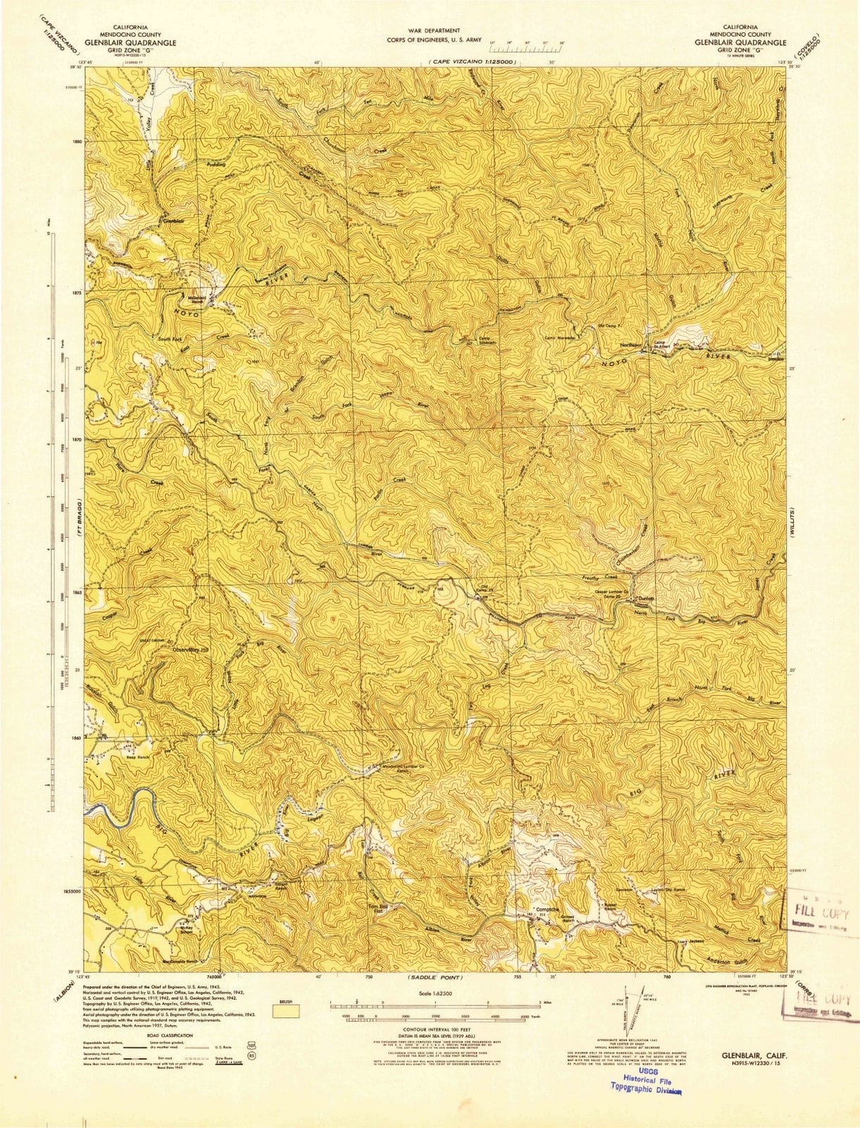 1943 Glenblair, CA - California - USGS Topographic Map