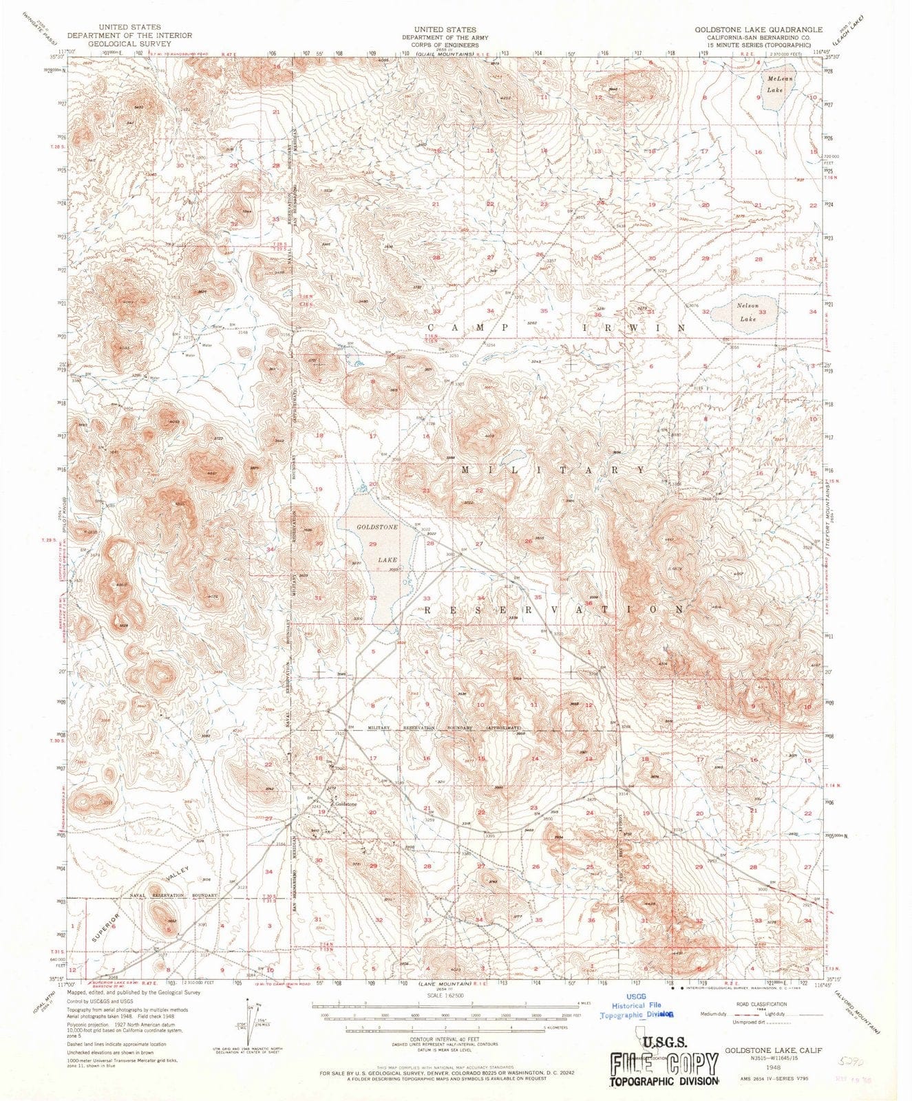 1948 Goldstone Lake, CA - California - USGS Topographic Map