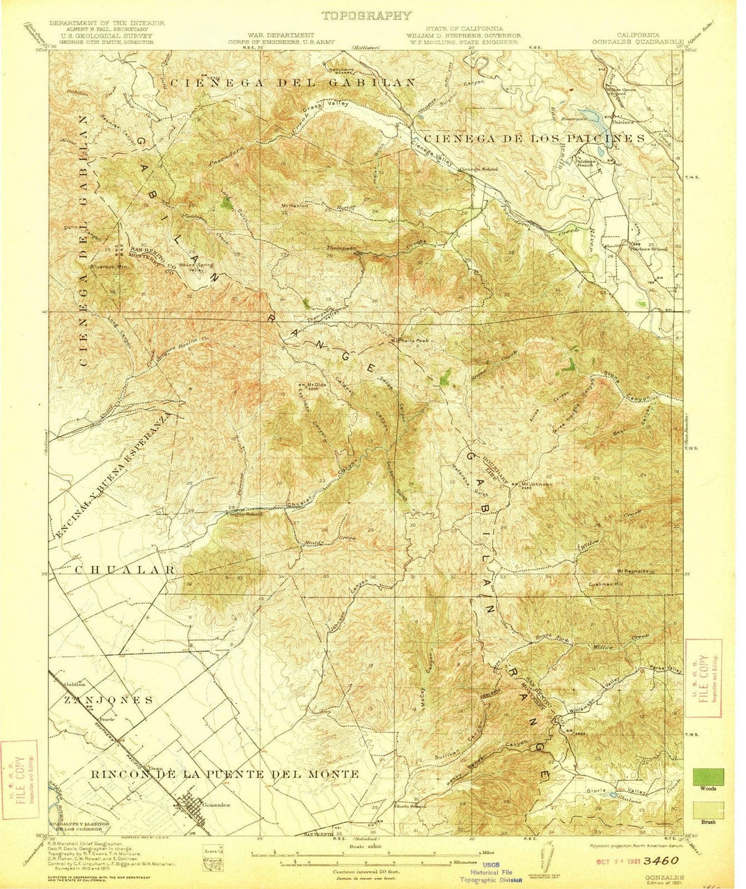 1921 Gonzales, CA - California - USGS Topographic Map