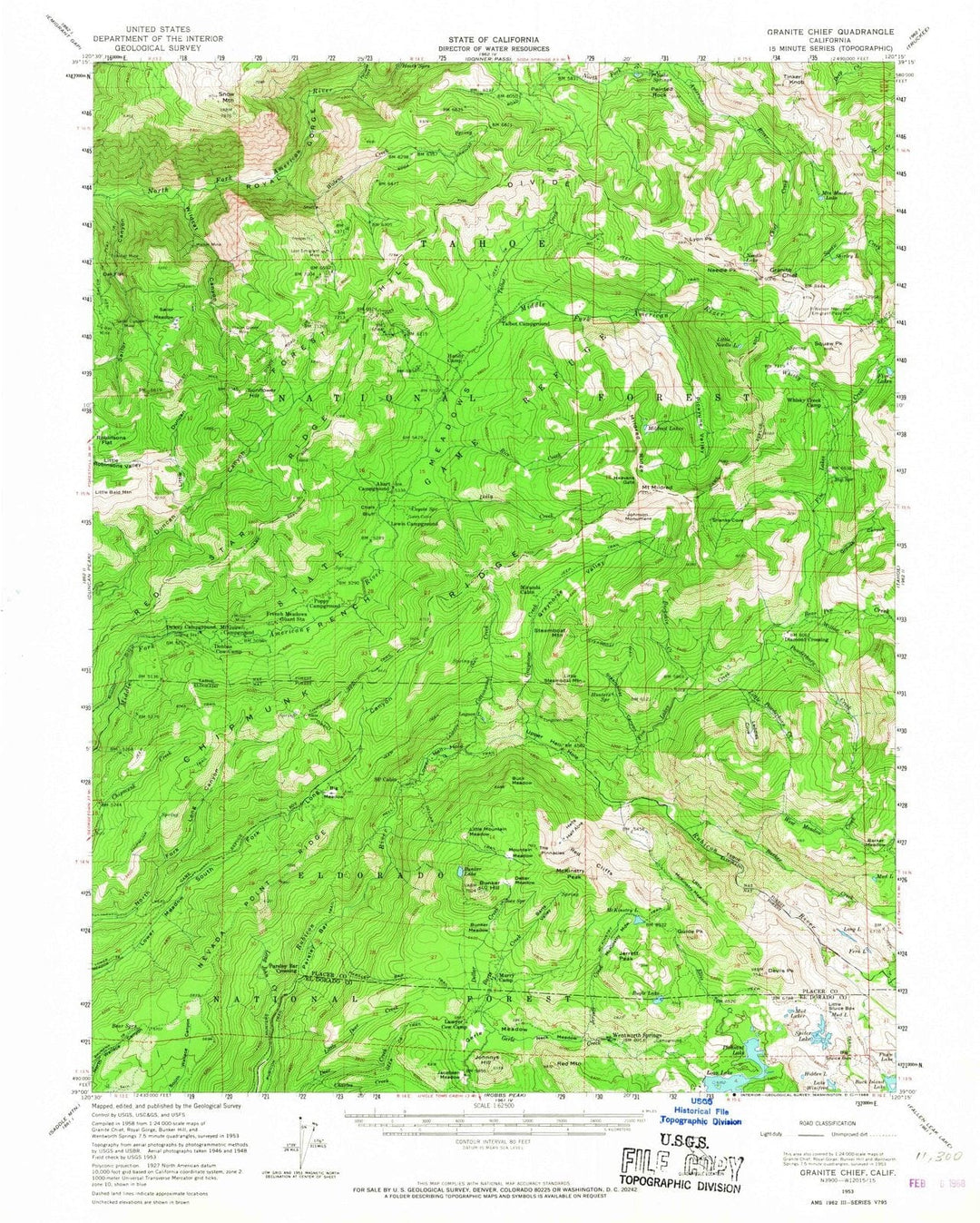 1953 Granite Chief, CA - California - USGS Topographic Map