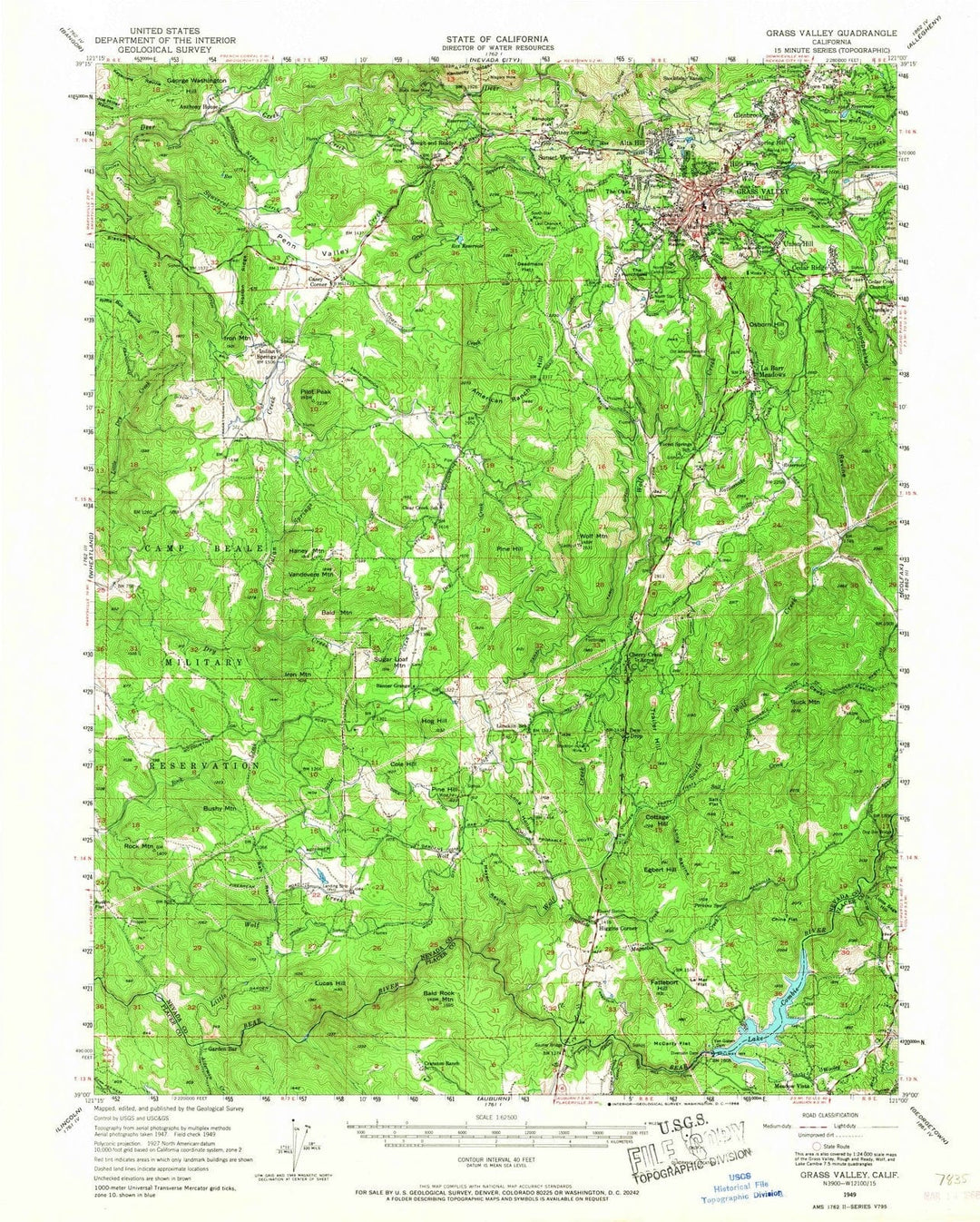 1949 Grass Valley, CA - California - USGS Topographic Map