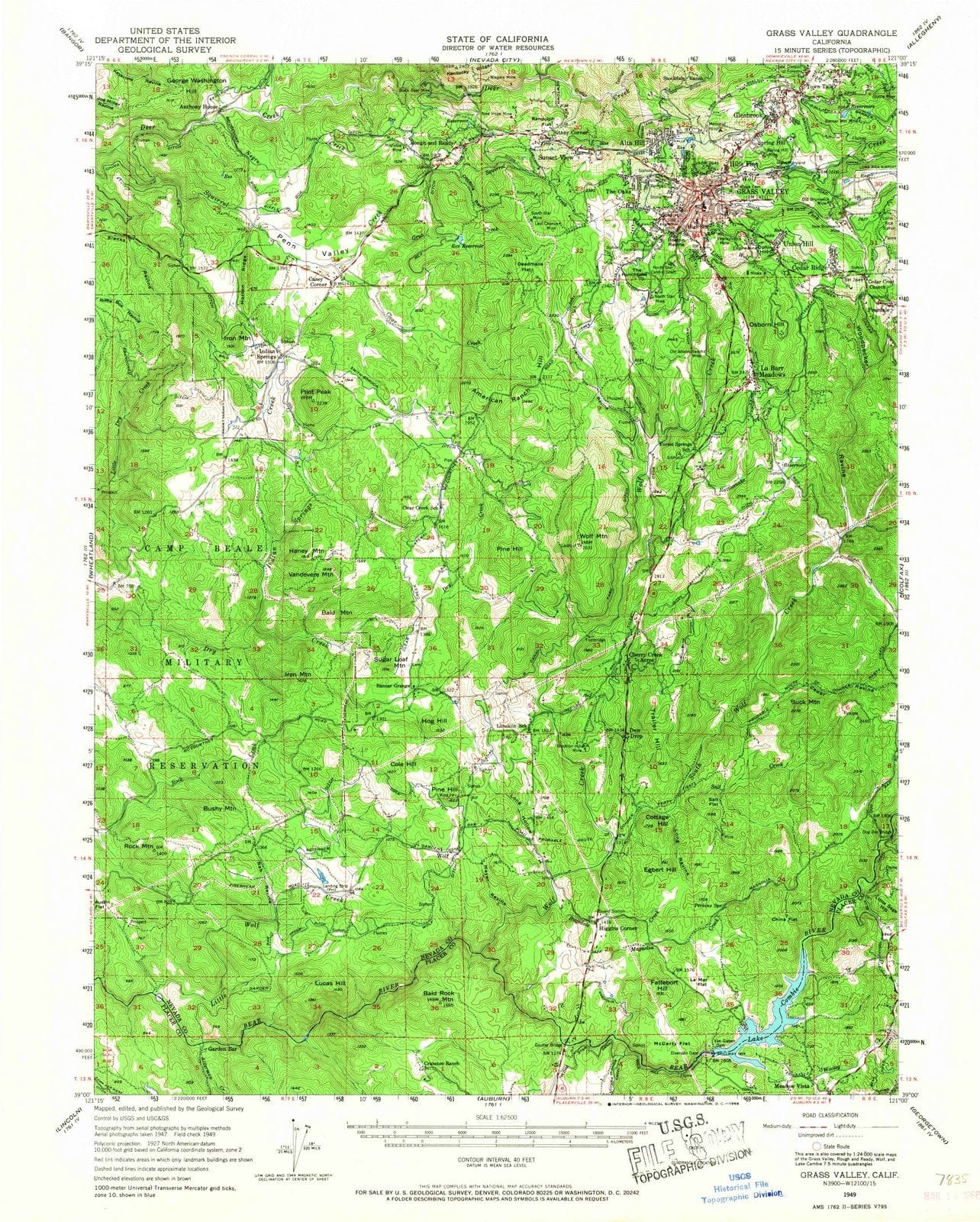 1949 Grass Valley, CA - California - USGS Topographic Map