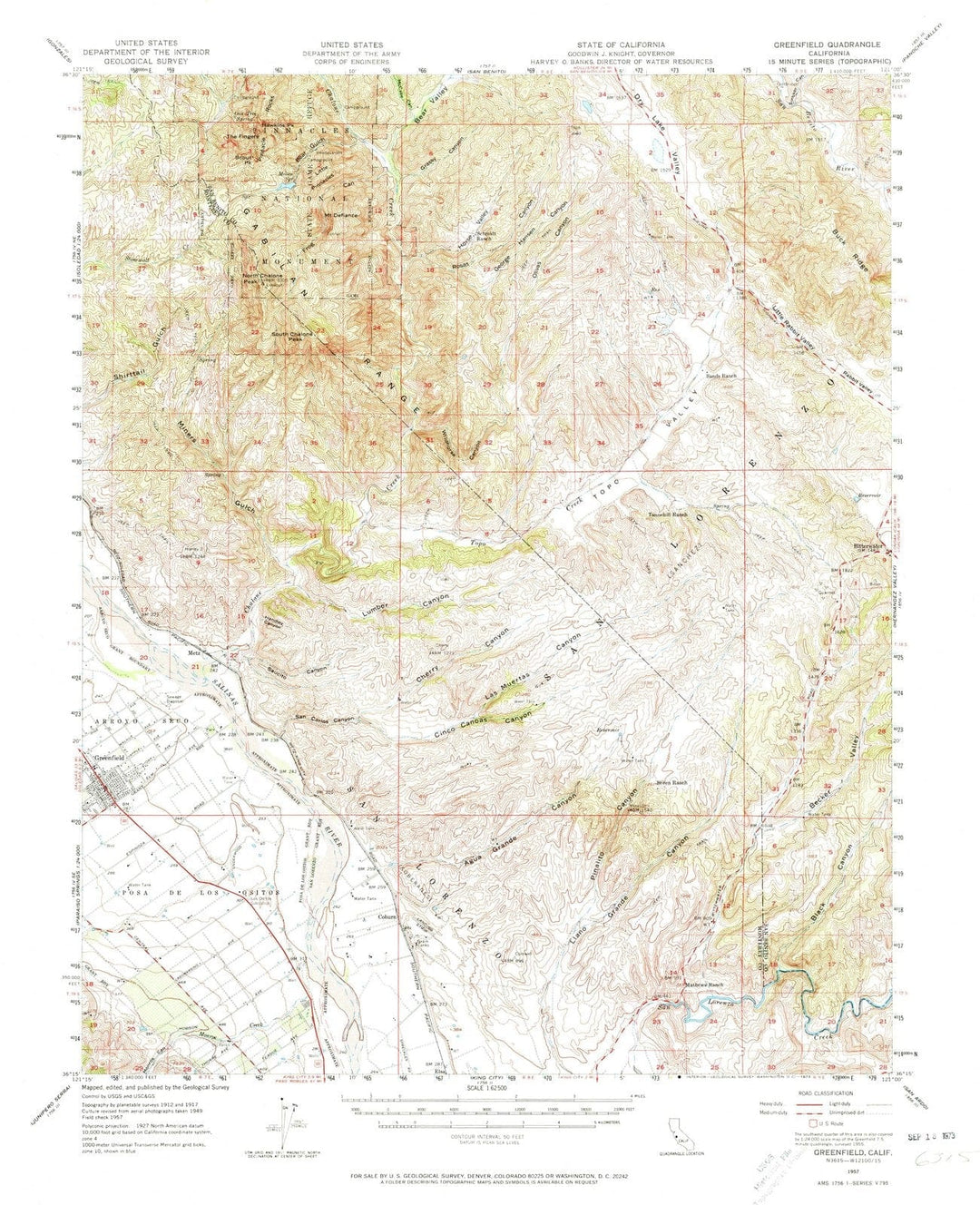 1957 Greenfield, CA - California - USGS Topographic Map