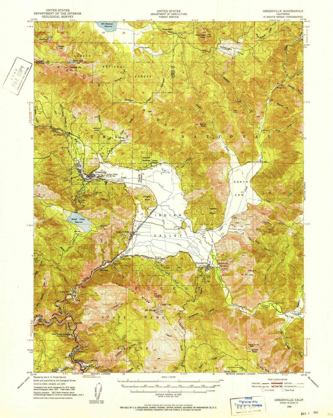 1950 Greenville, CA - California - USGS Topographic Map