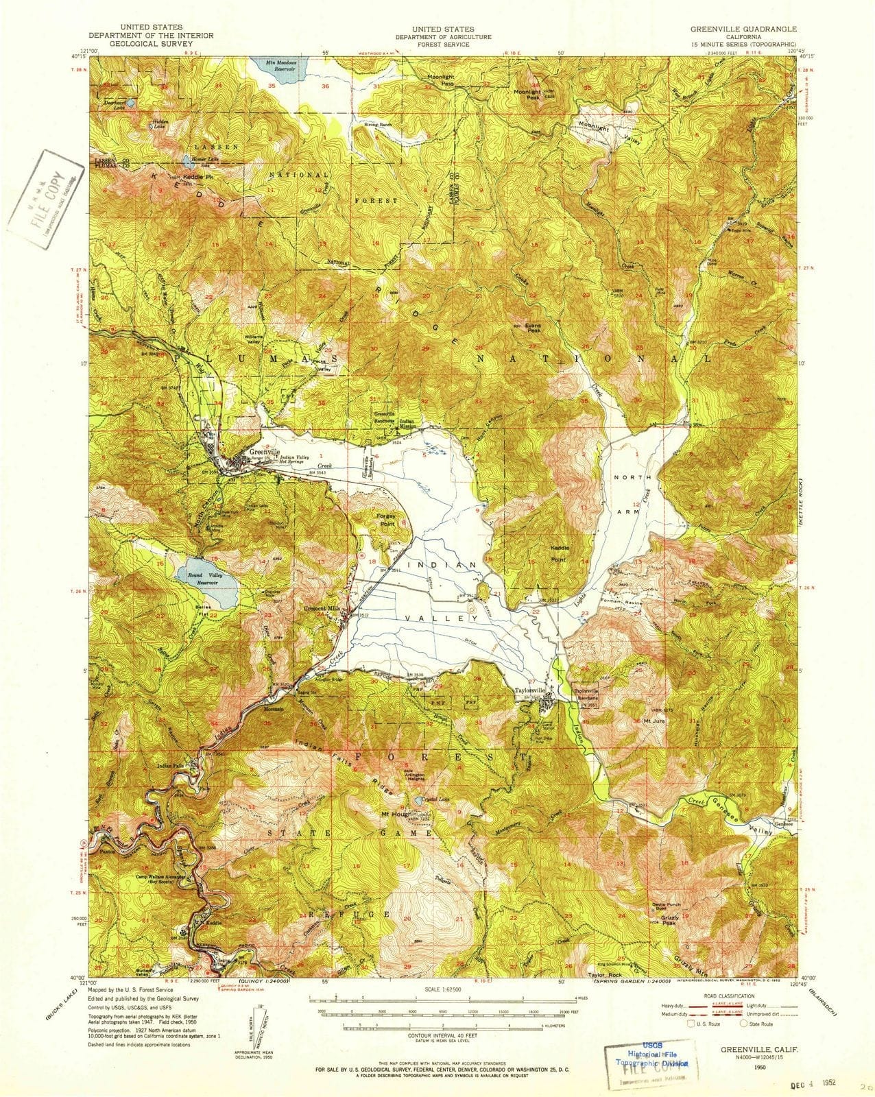 1950 Greenville, CA - California - USGS Topographic Map