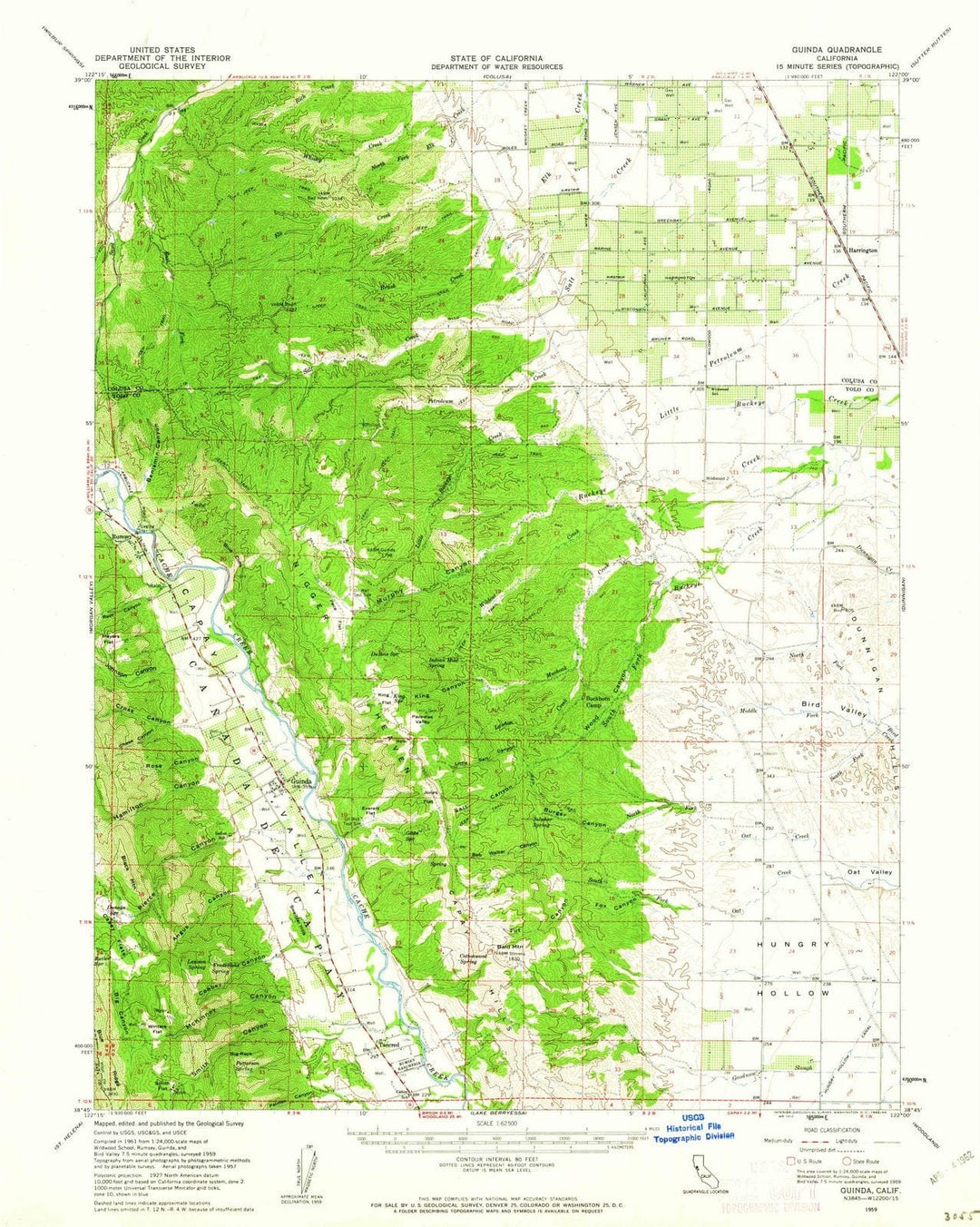 1959 Guinda, CA - California - USGS Topographic Map