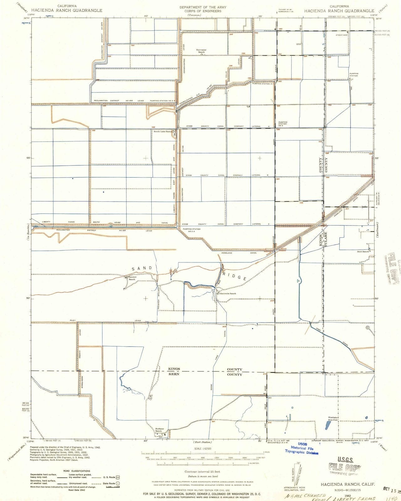 1942 Hacienda Ranch, CA - California - USGS Topographic Map