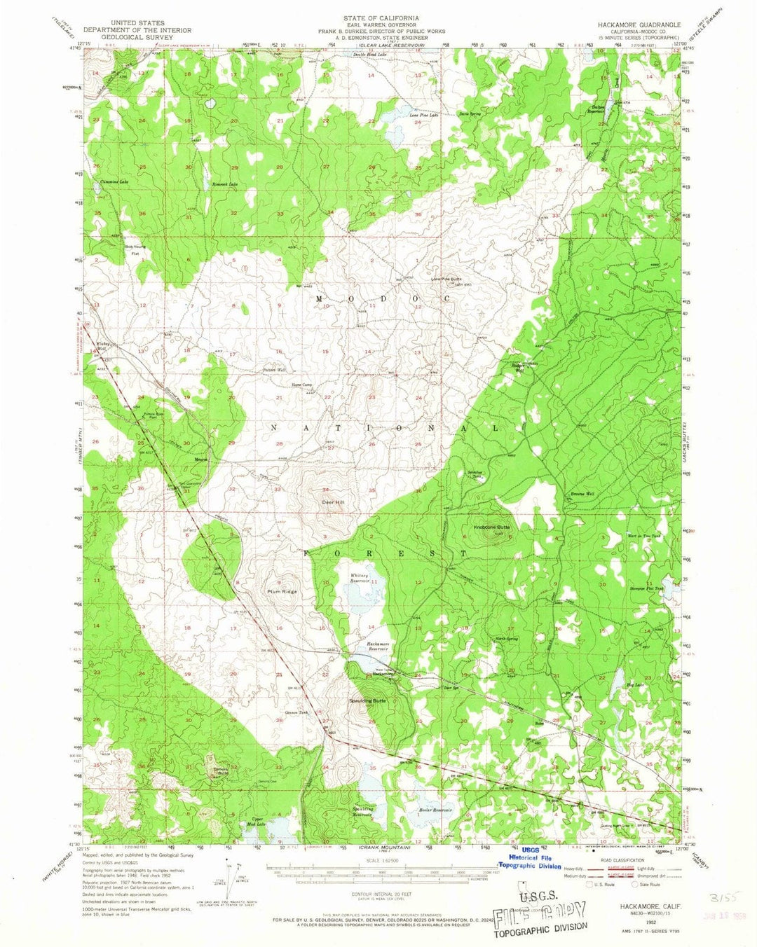 1952 Hackamore, CA - California - USGS Topographic Map