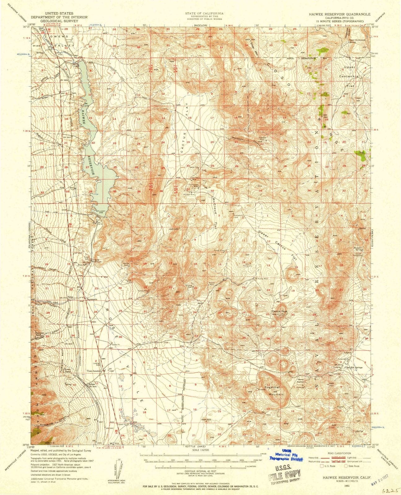 1951 Haiwee Reservoir, CA - California - USGS Topographic Map