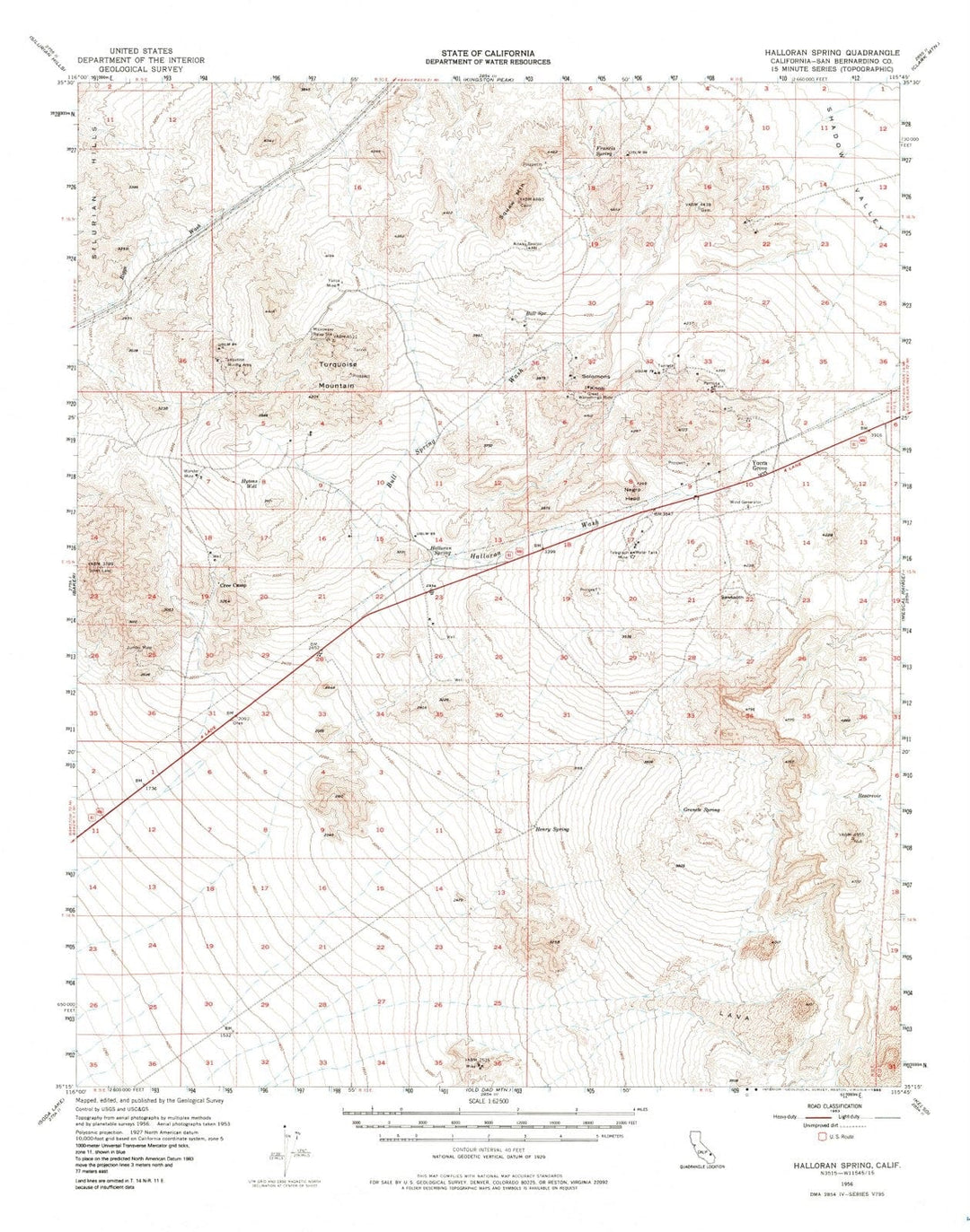 1956 Halloran Spring, CA - California - USGS Topographic Map
