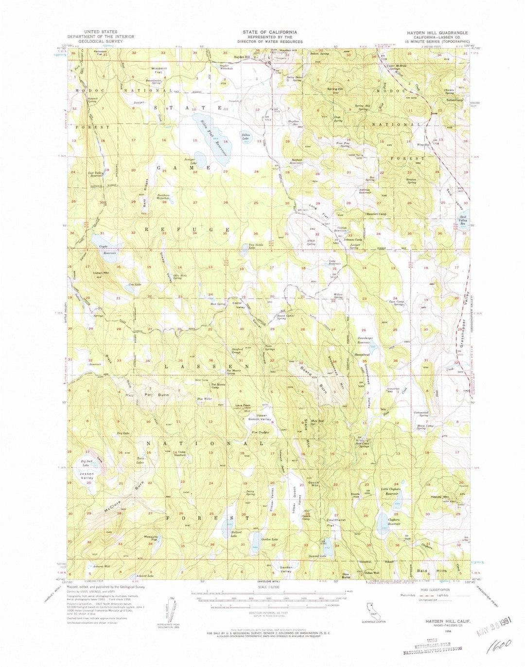 1956 Hayden Hill, CA - California - USGS Topographic Map