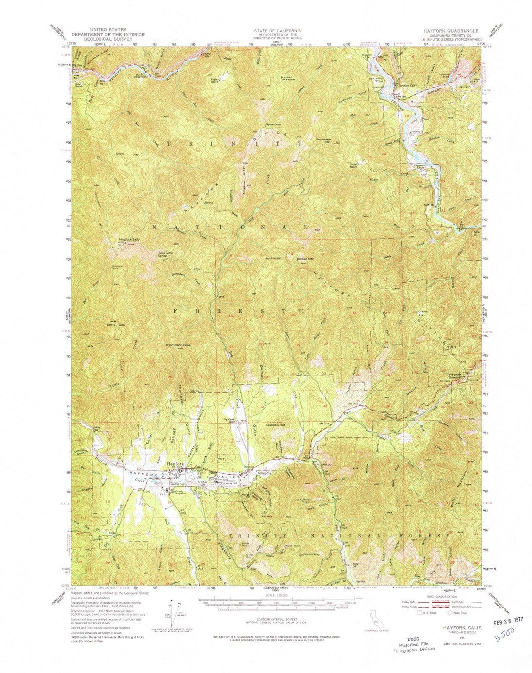 1951 Hayfork, CA - California - USGS Topographic Map