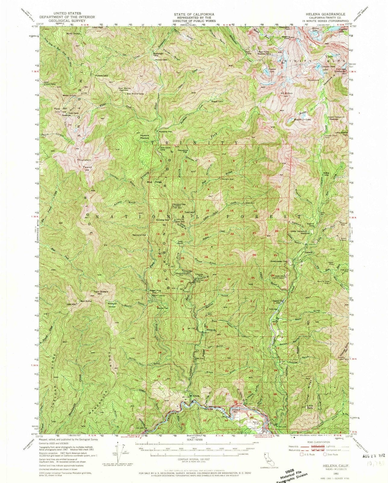 1951 Helena, CA - California - USGS Topographic Map