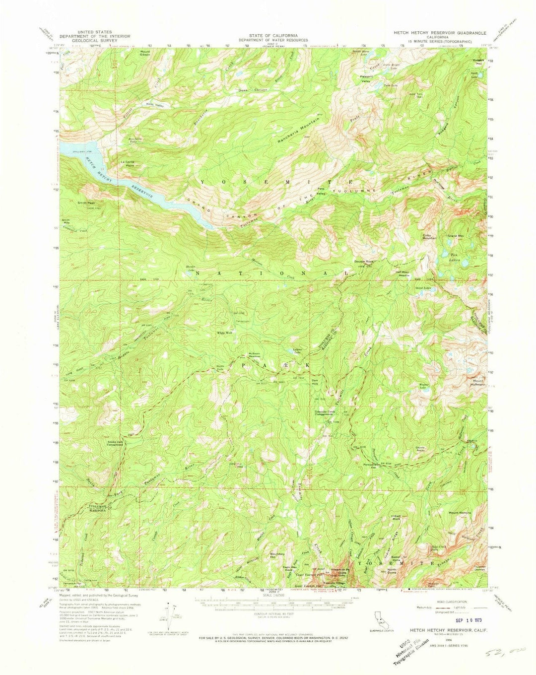 1956 Hetch Hetchy Reservoir, CA - California - USGS Topographic Map