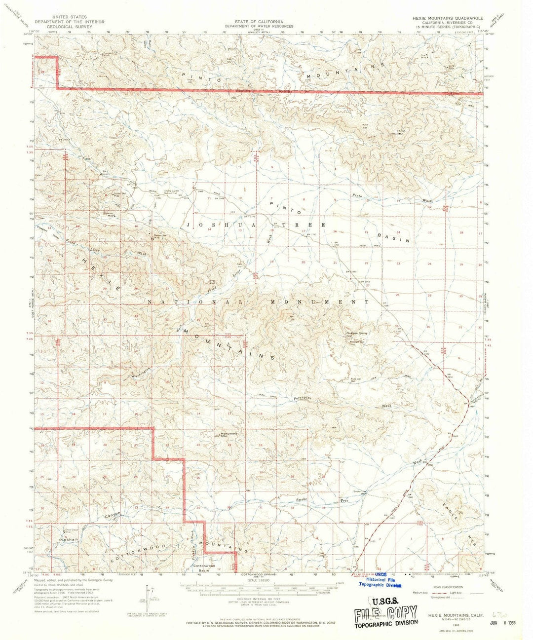 1963 Hexie Mountains, CA - California - USGS Topographic Map