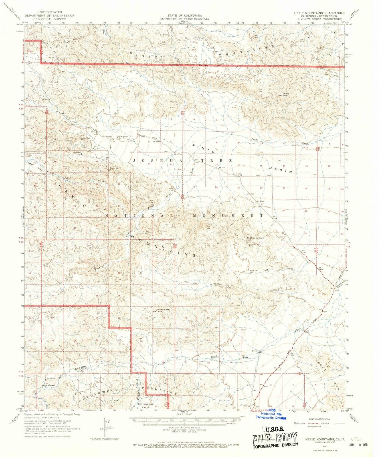1963 Hexie Mountains, CA - California - USGS Topographic Map