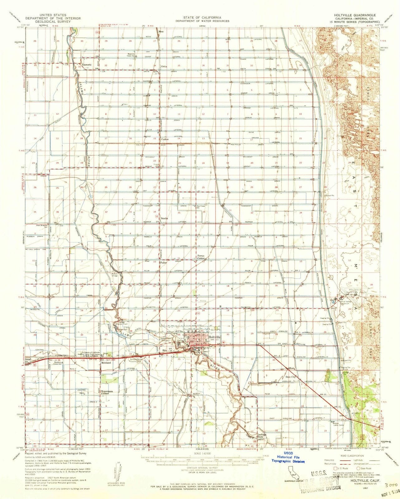 1957 Holtville, CA - California - USGS Topographic Map