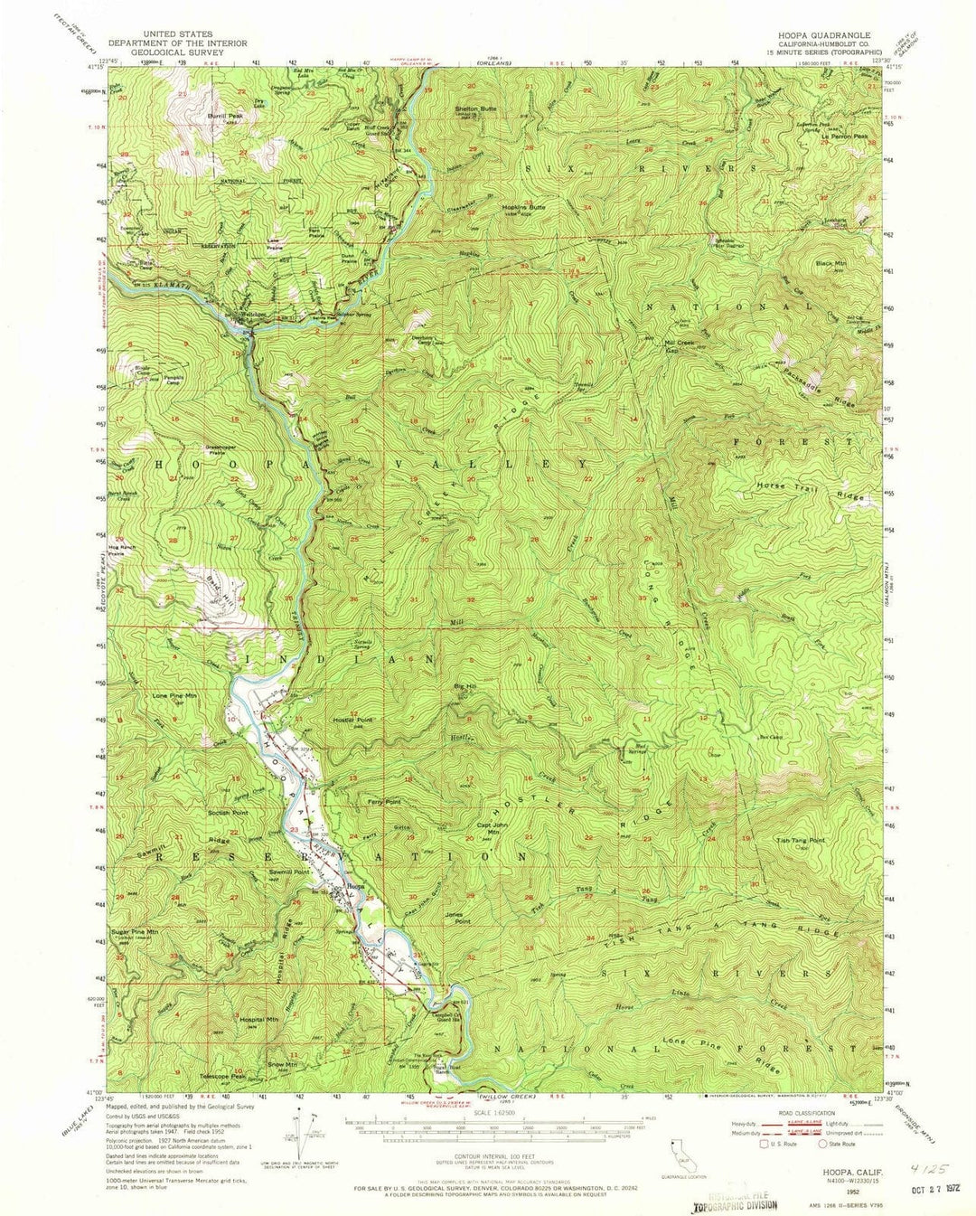 1952 Hoopa, CA - California - USGS Topographic Map