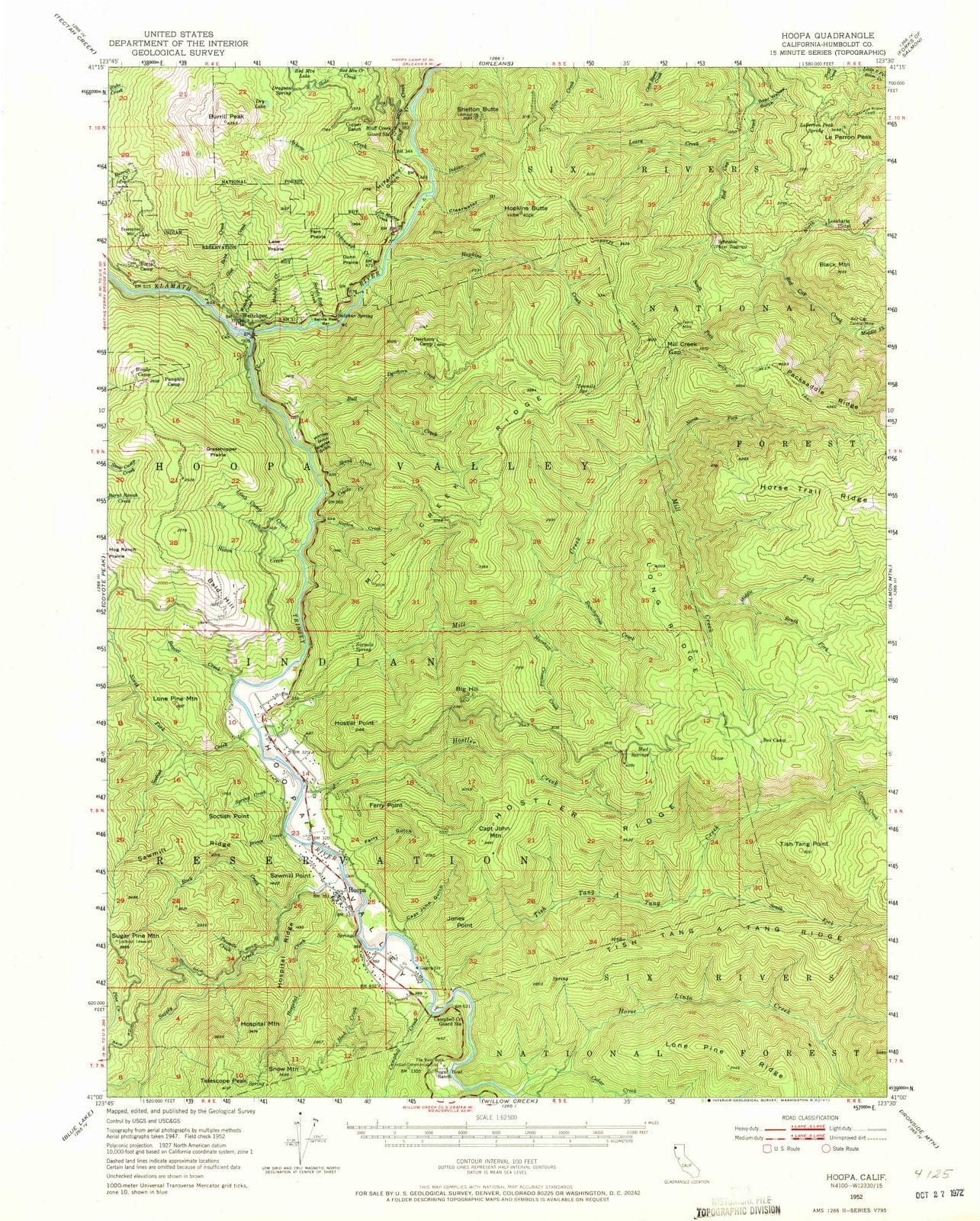 1952 Hoopa, CA - California - USGS Topographic Map