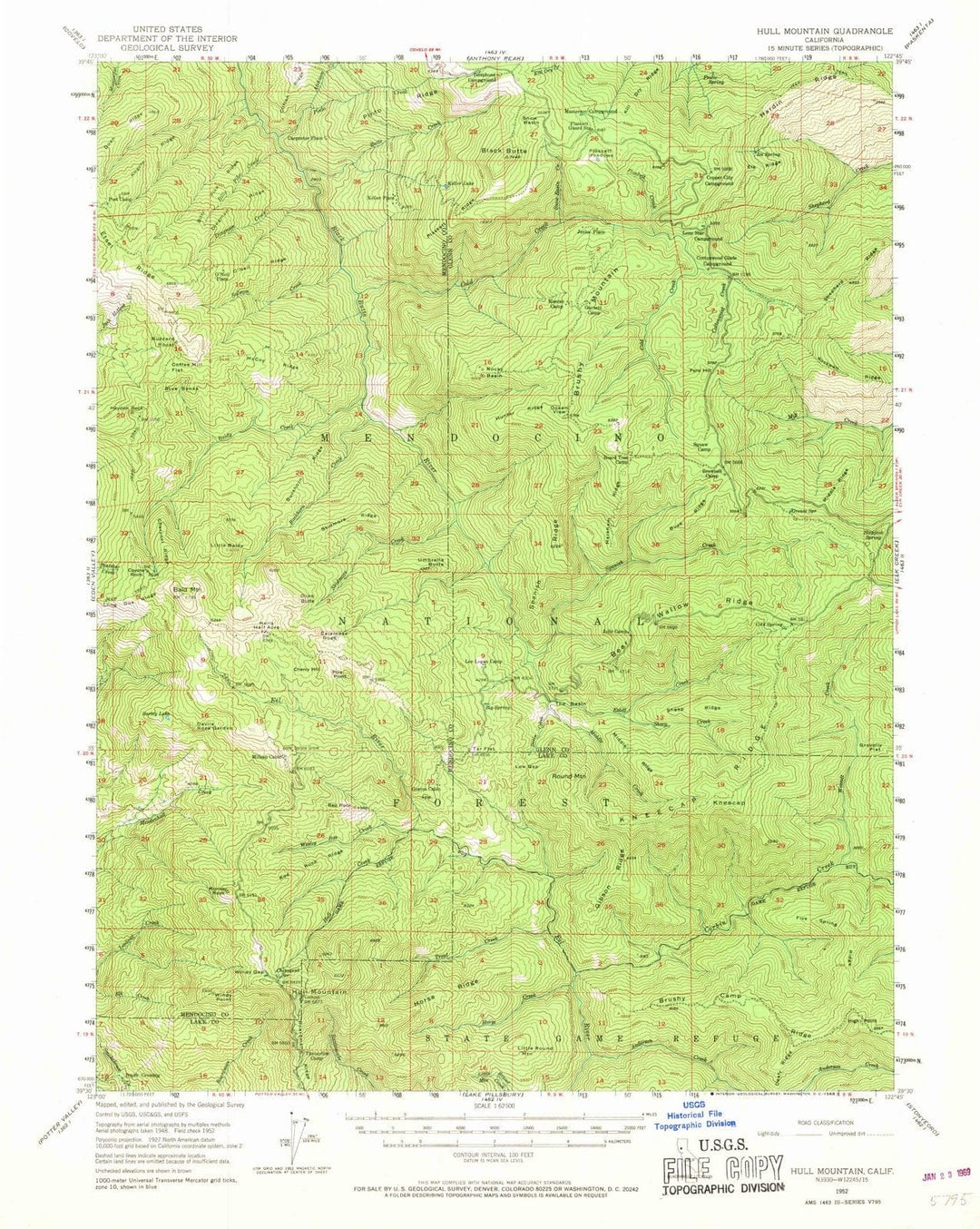 1952 Hull Mountain, CA - California - USGS Topographic Map