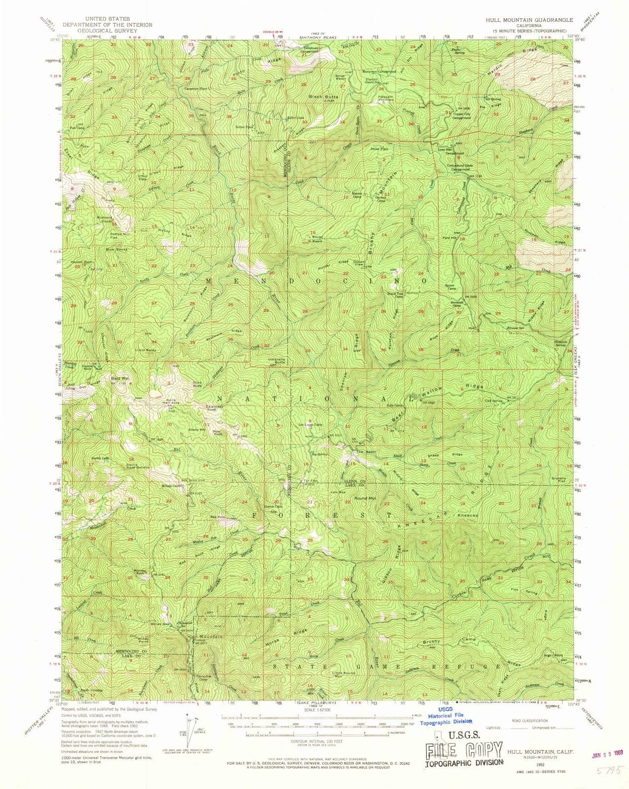1952 Hull Mountain, CA - California - USGS Topographic Map