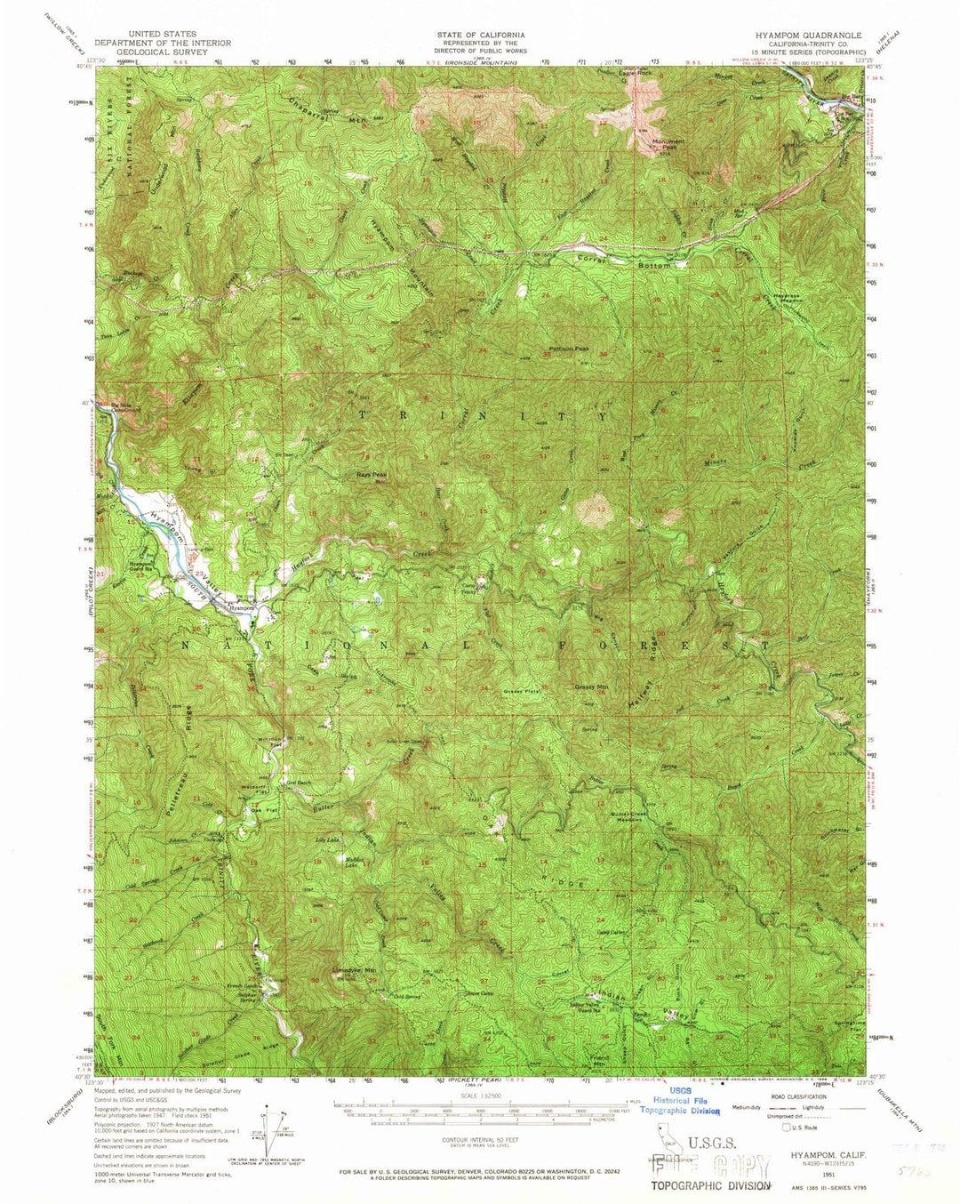 1951 Hyampom, CA - California - USGS Topographic Map