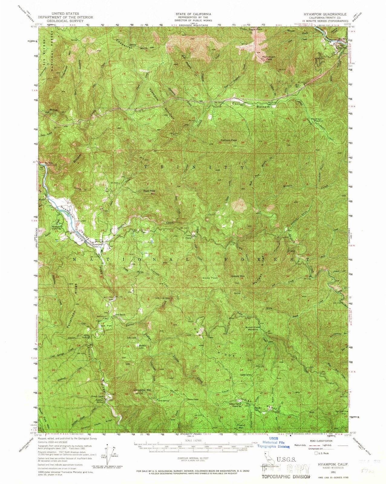 1951 Hyampom, CA - California - USGS Topographic Map