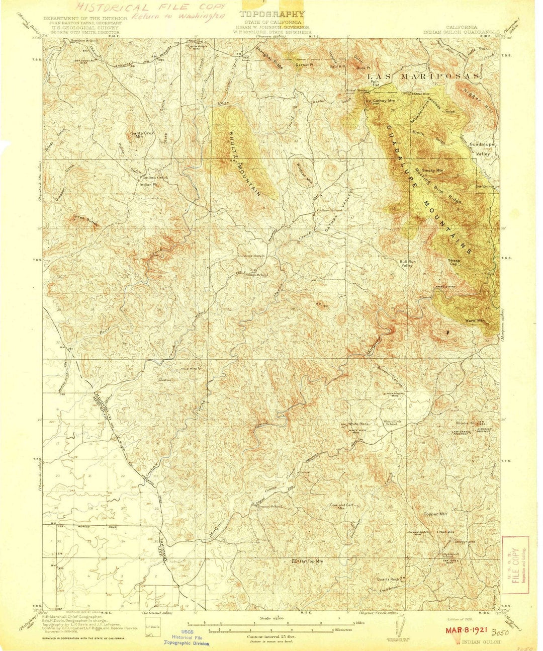 1920 Indian Gulch, CA - California - USGS Topographic Map