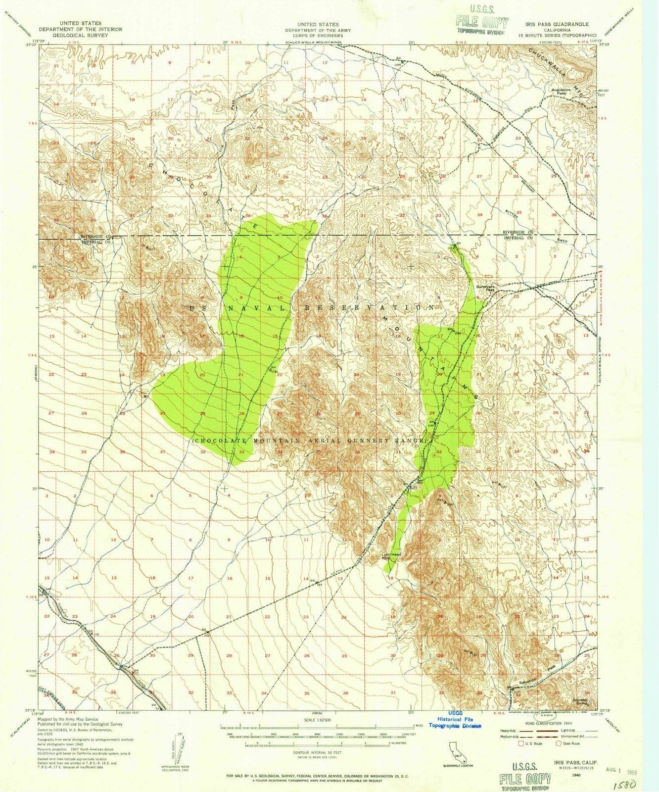 1940 Iris Pass, CA - California - USGS Topographic Map