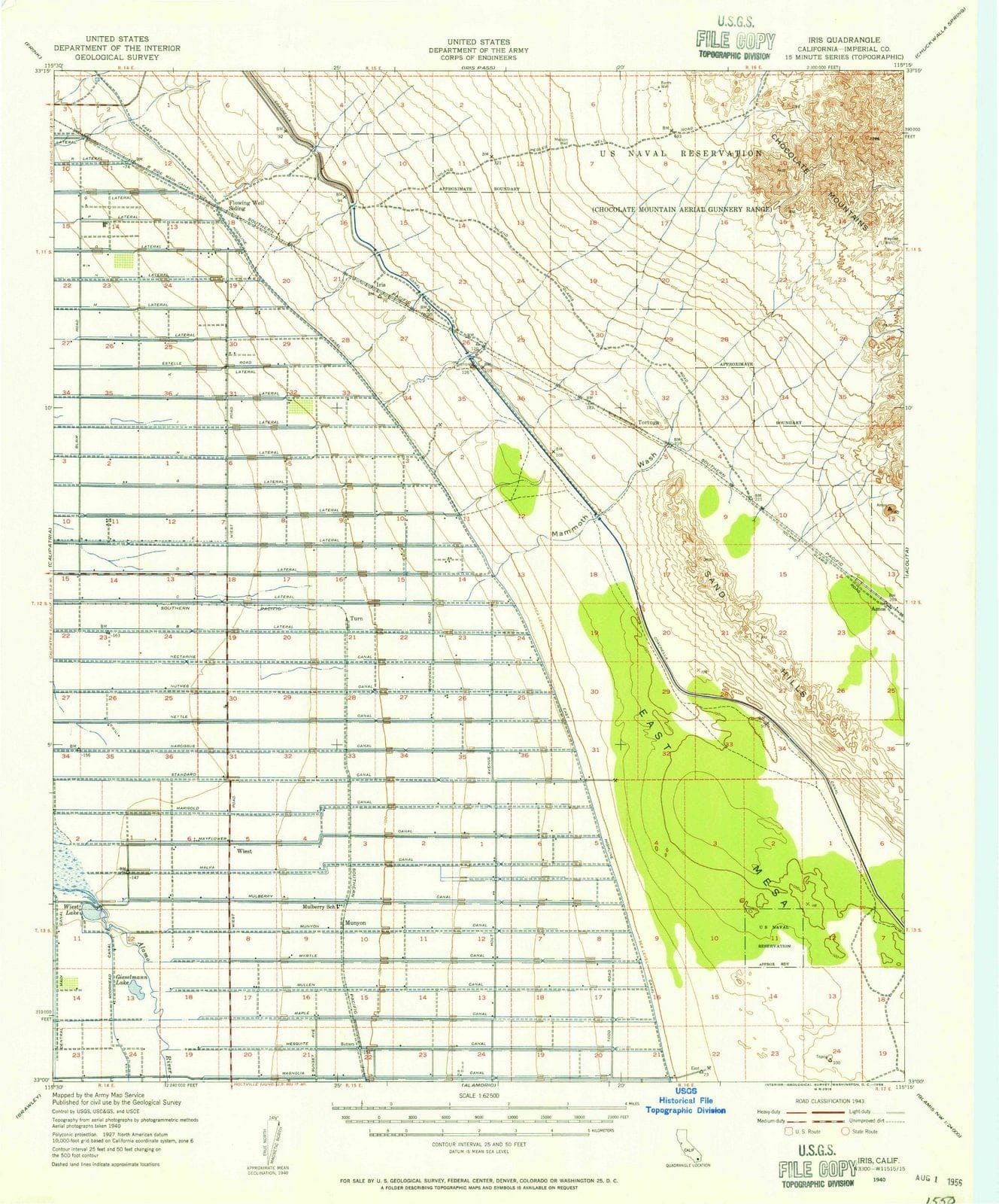 1940 Iris, CA - California - USGS Topographic Map