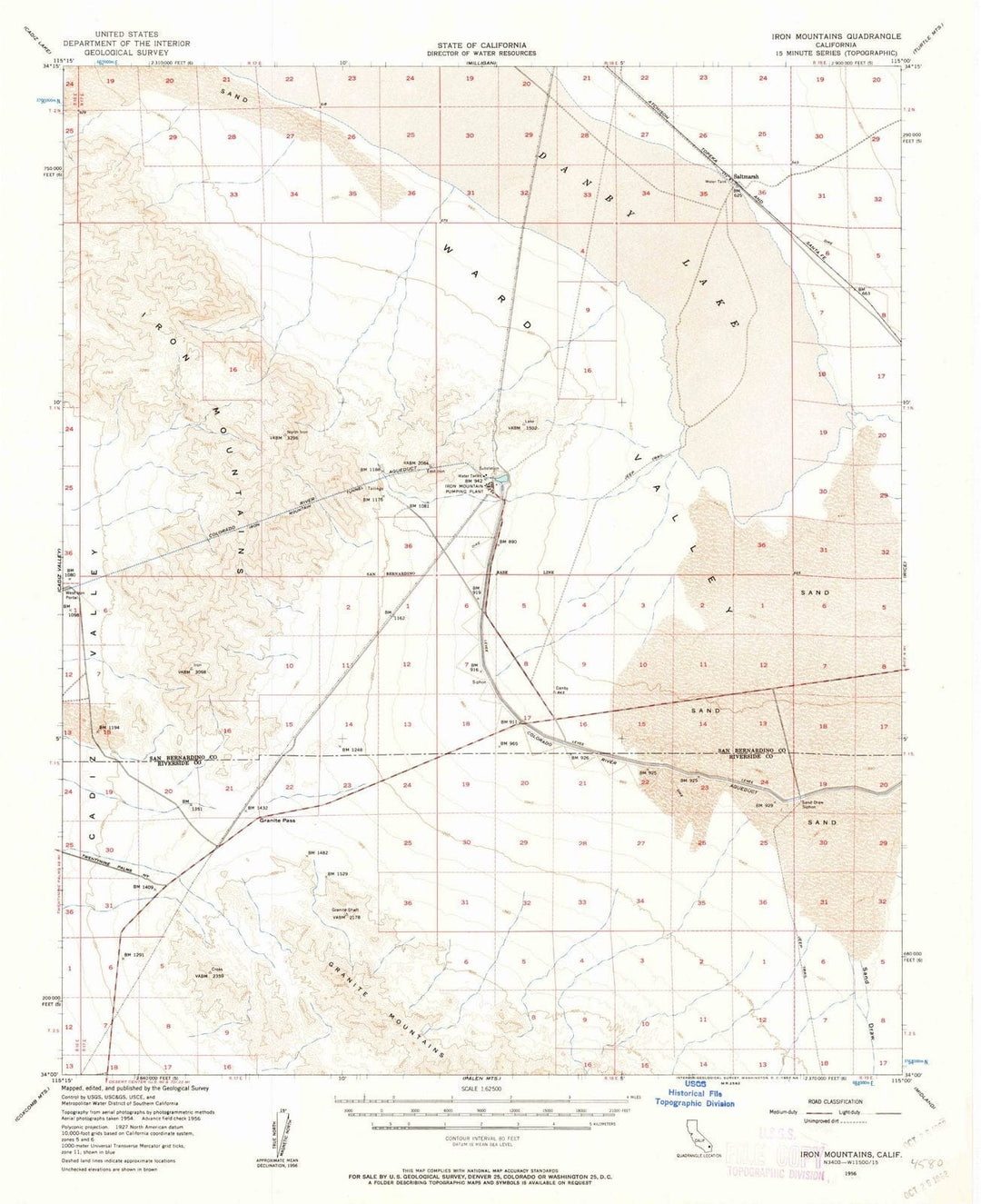 1956 Iron Mountains, CA - California - USGS Topographic Map
