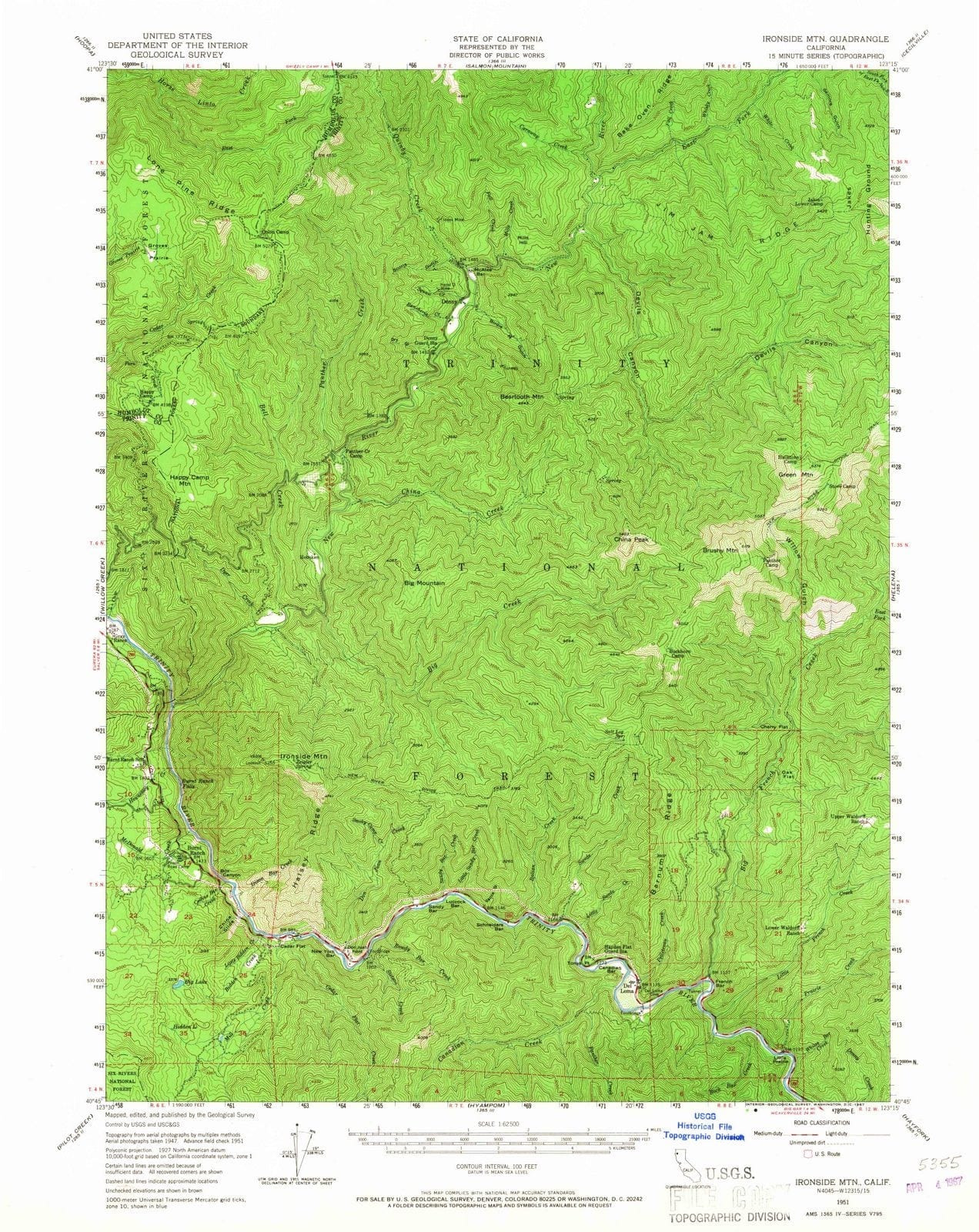 1951 Ironside Mountain, CA - California - USGS Topographic Map