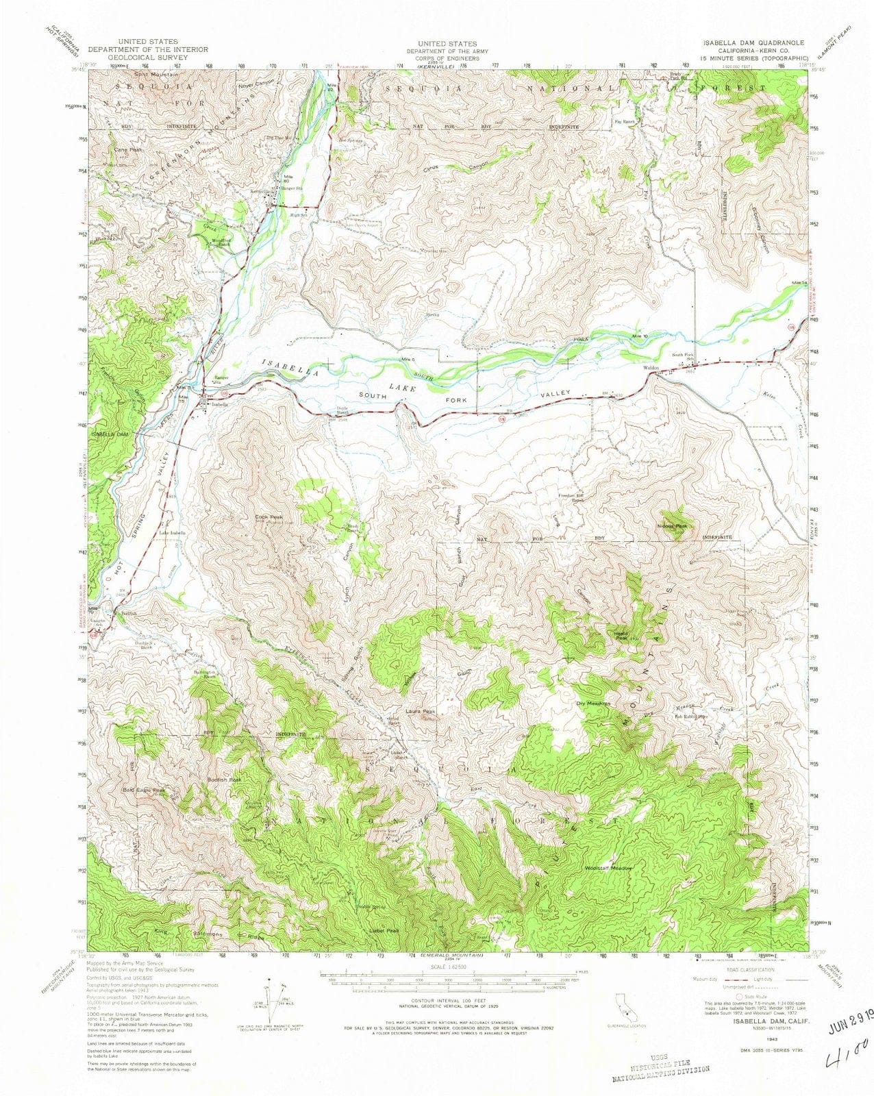 1943 Isabellaam, CA - California - USGS Topographic Map