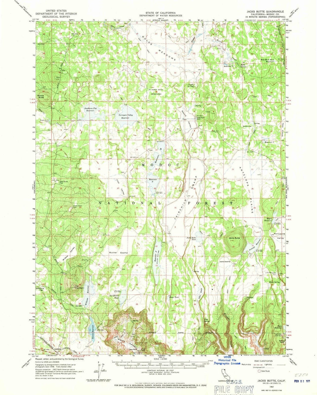 1962 Jacks Butte, CA - California - USGS Topographic Map