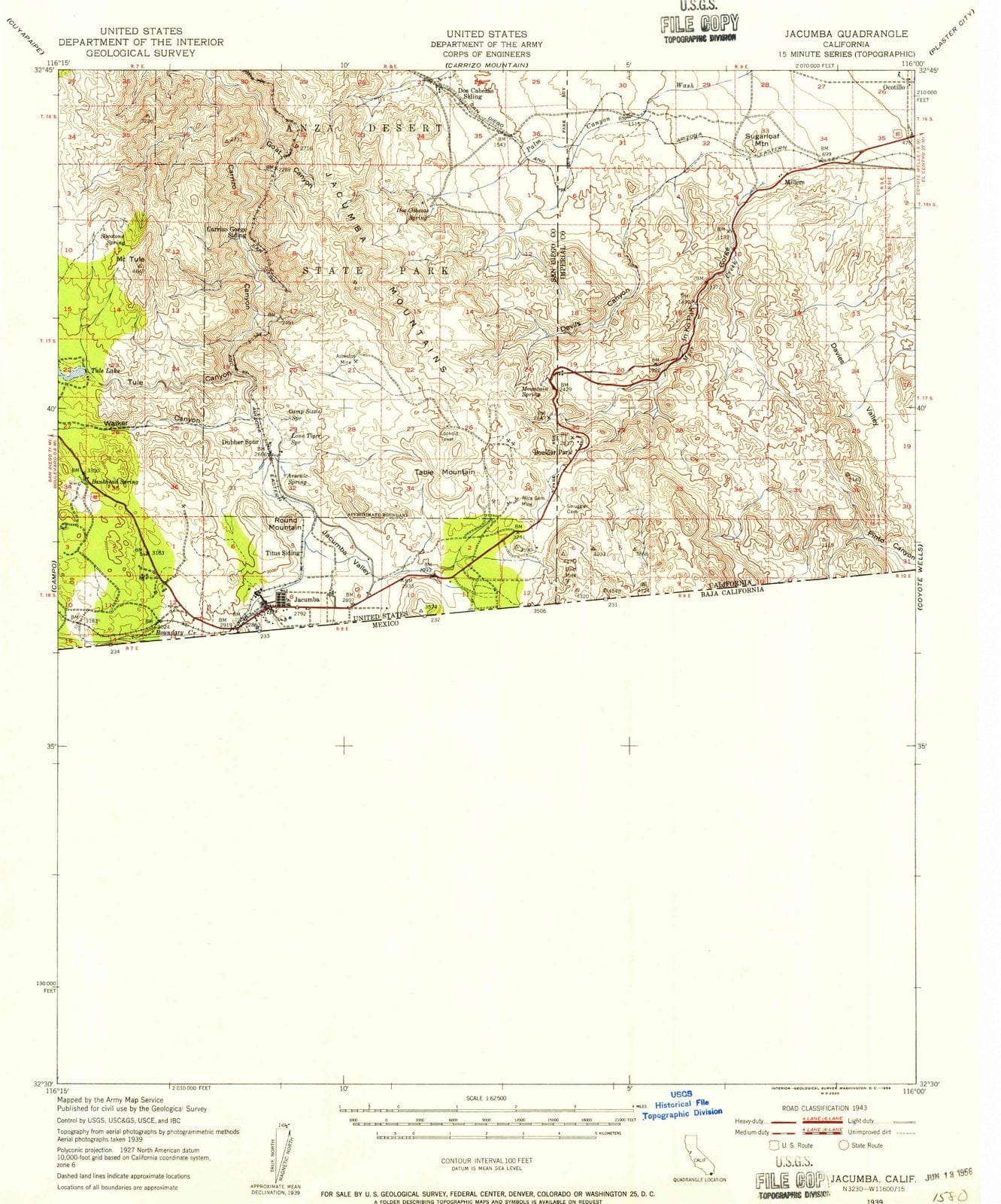 1939 Jacumba, CA - California - USGS Topographic Map